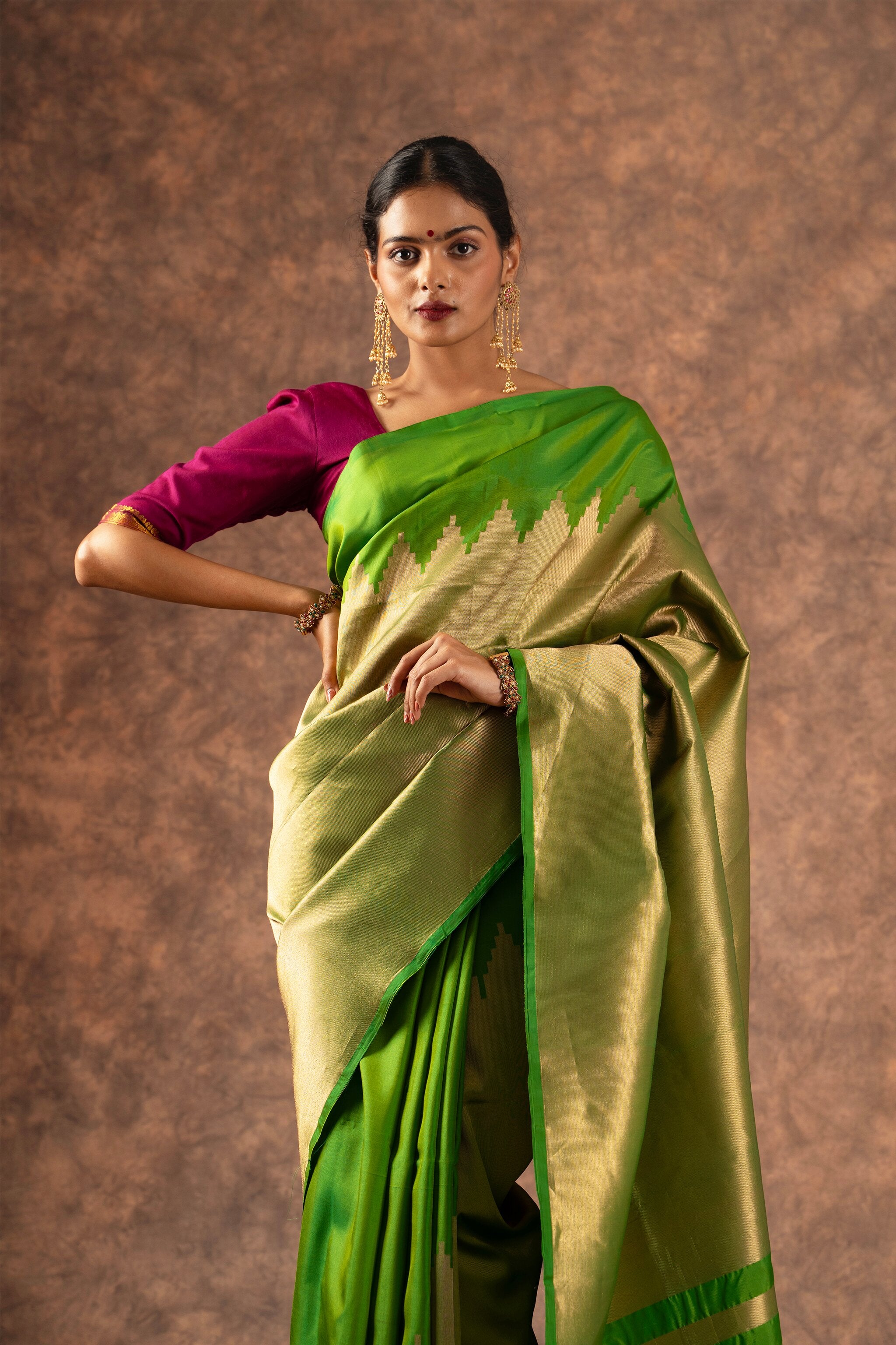 'Suvarna' Green and Gold Kanjeevaram Pure Silk Saree