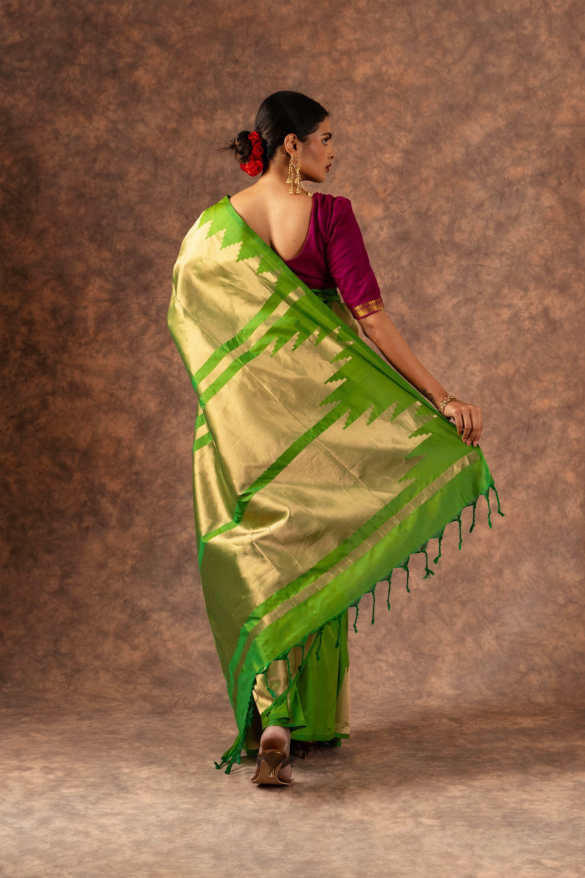 'Suvarna' Green and Gold Kanjeevaram Pure Silk Saree