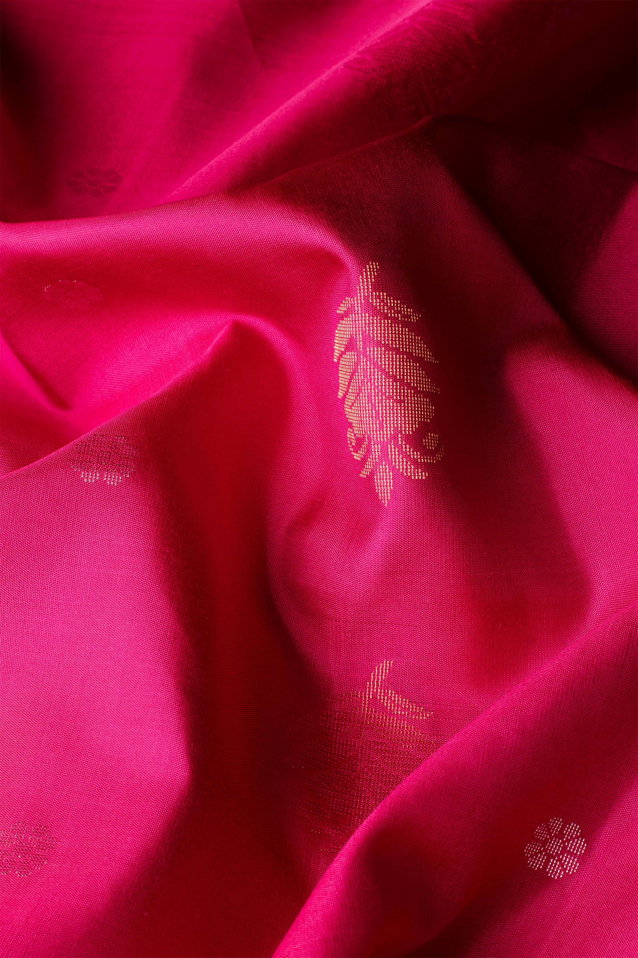 Handwoven Fuchsia Pink and Lavender Kanjeevaram Soft Silk (Double Warp)