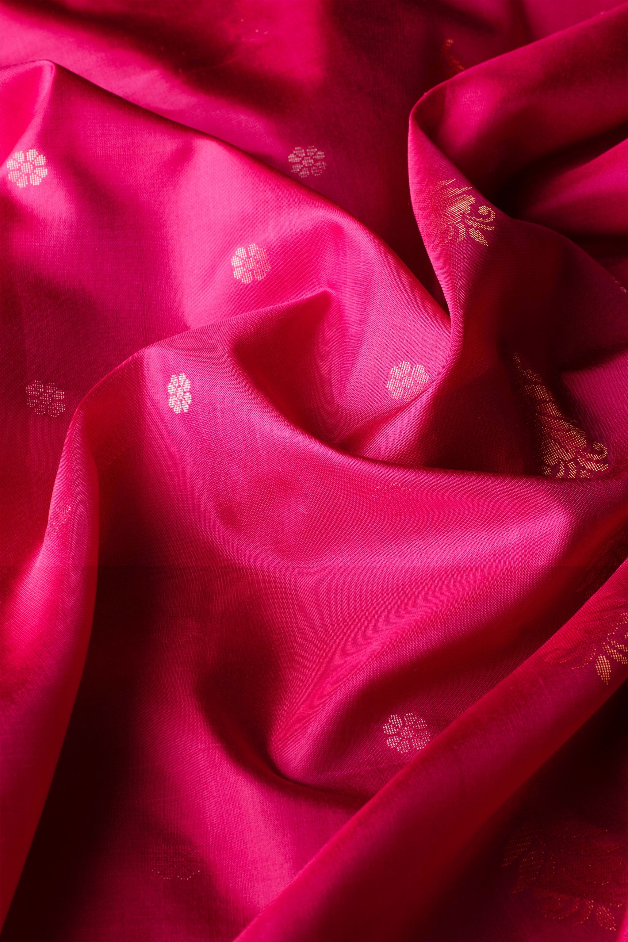 Handwoven Fuchsia Pink and Lavender Kanjeevaram Soft Silk (Double Warp)