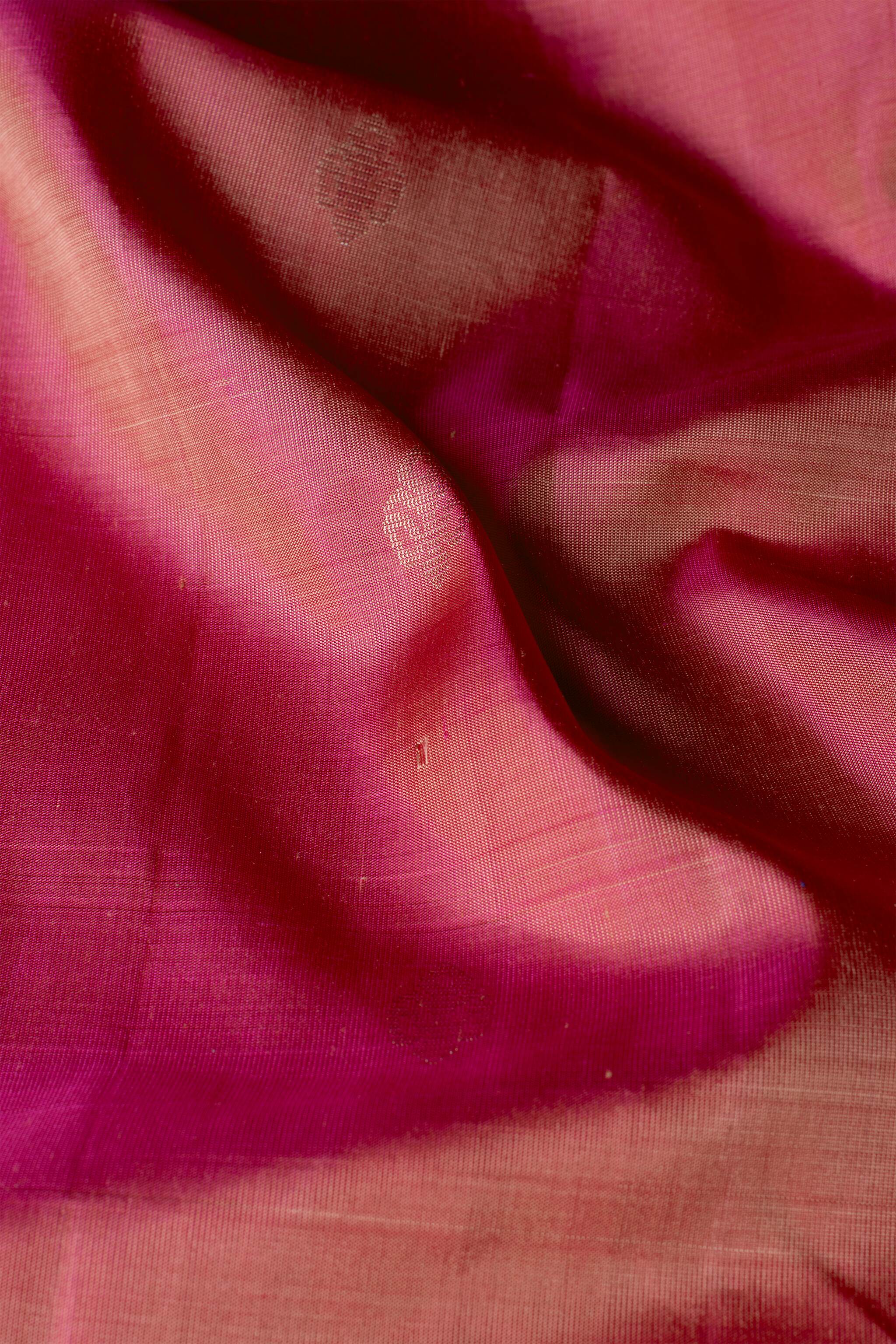 'Kamini' Pink and Blue Kanjeevaram Soft Silk (Double Warp)