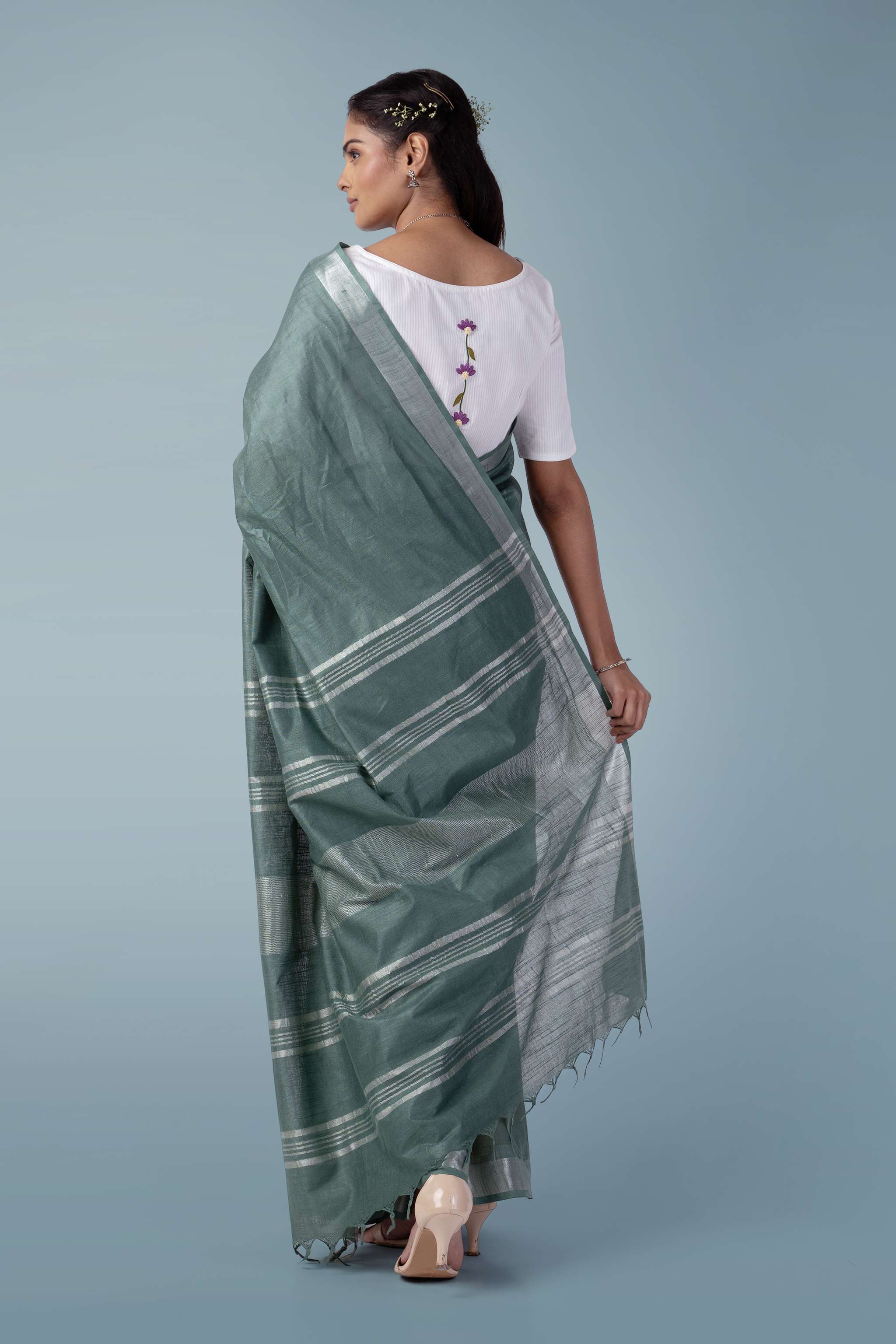 Moss Green Naturally Dyed Celuvé Saree