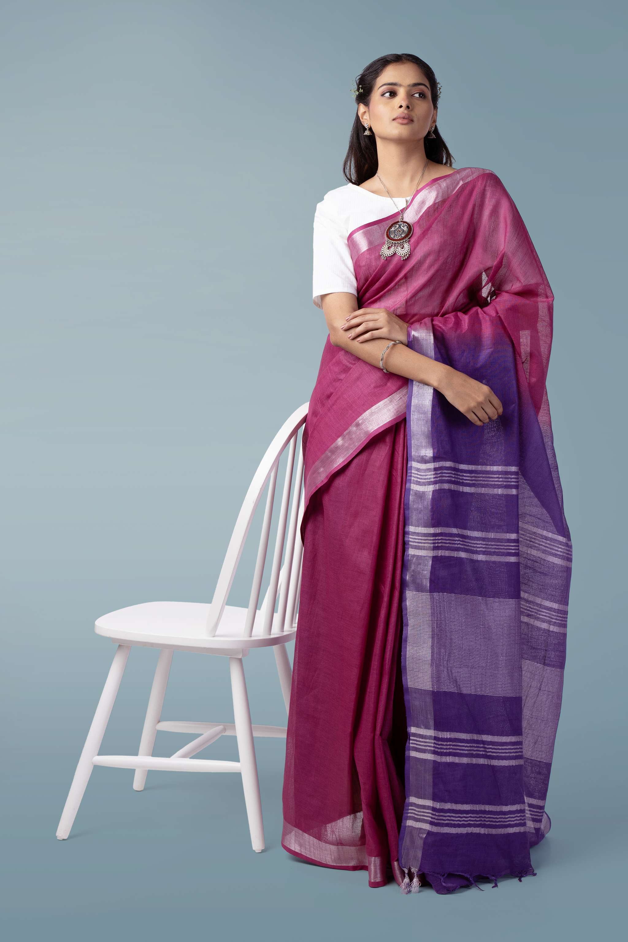Wine & Purple Naturally Dyed Celuvé Saree