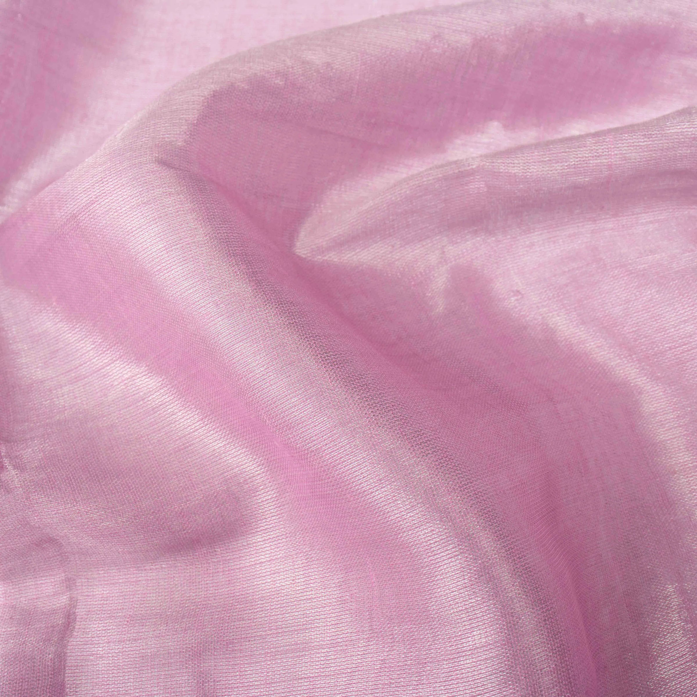 Supple Lavender-Pink Tissue Silk Plain Saree