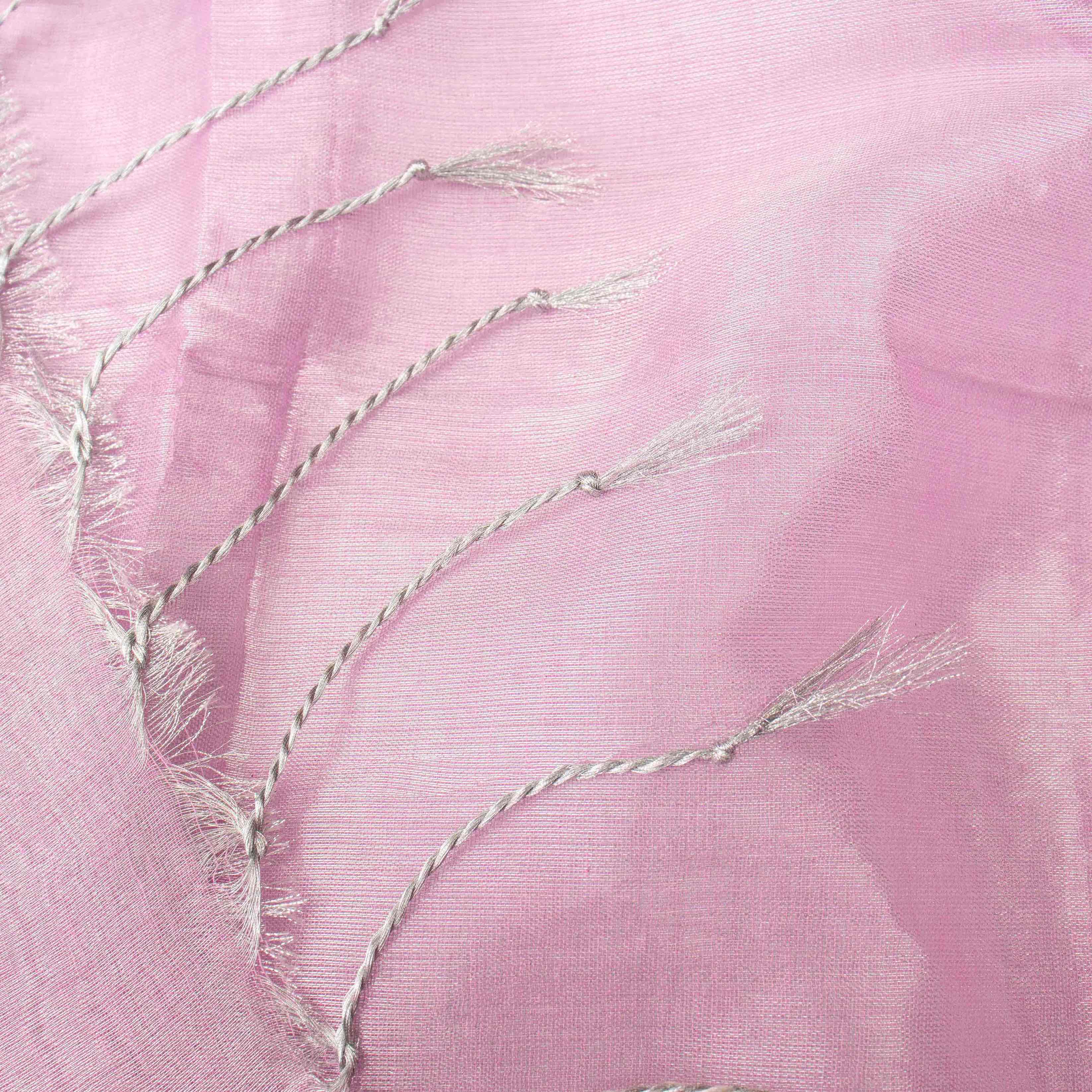 Supple Lavender-Pink Tissue Silk Plain Saree