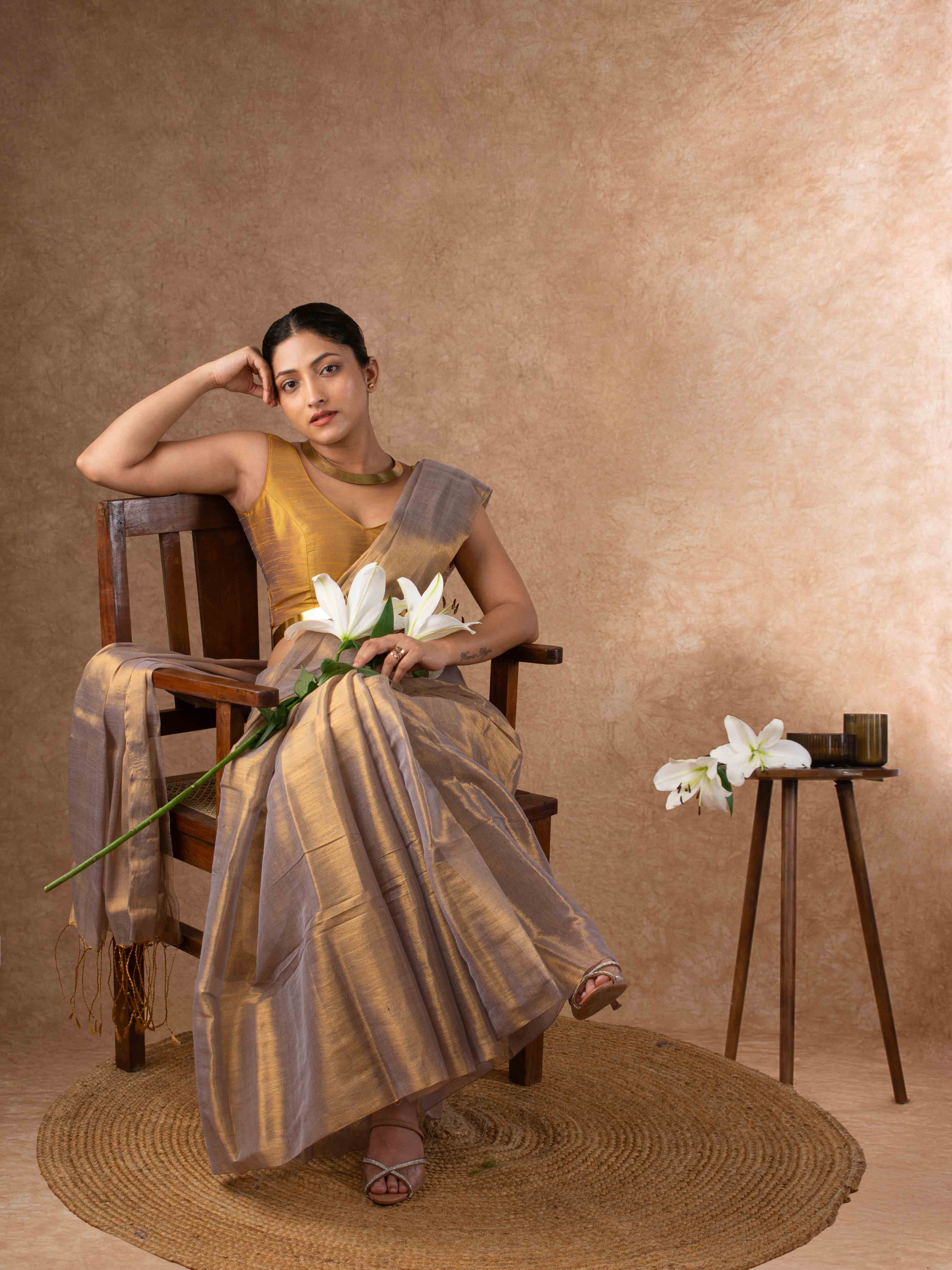Airy Organic Tissue Silk Saree in Smoky Grey