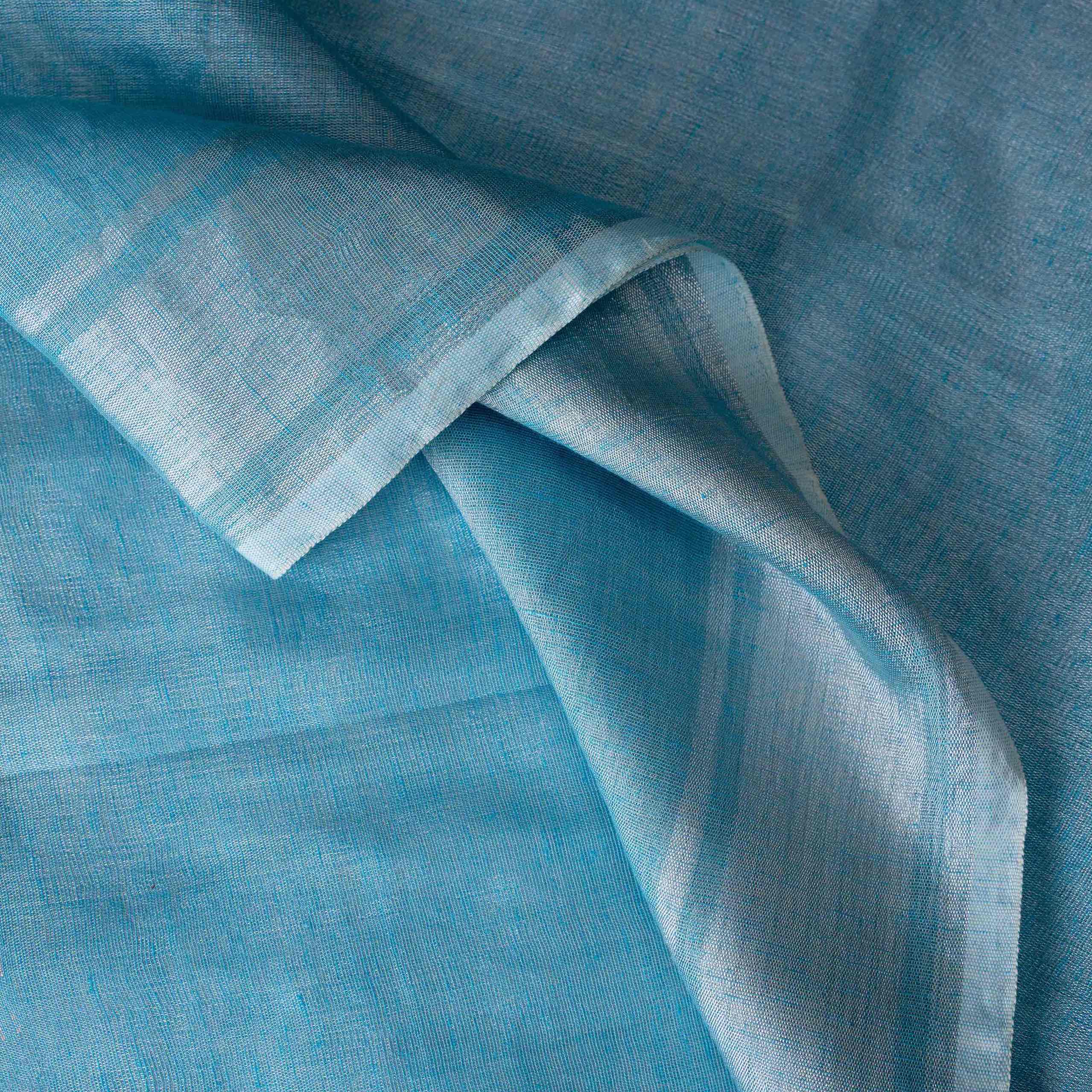 Airy Tissue Linen Striped Saree in Powder Blue
