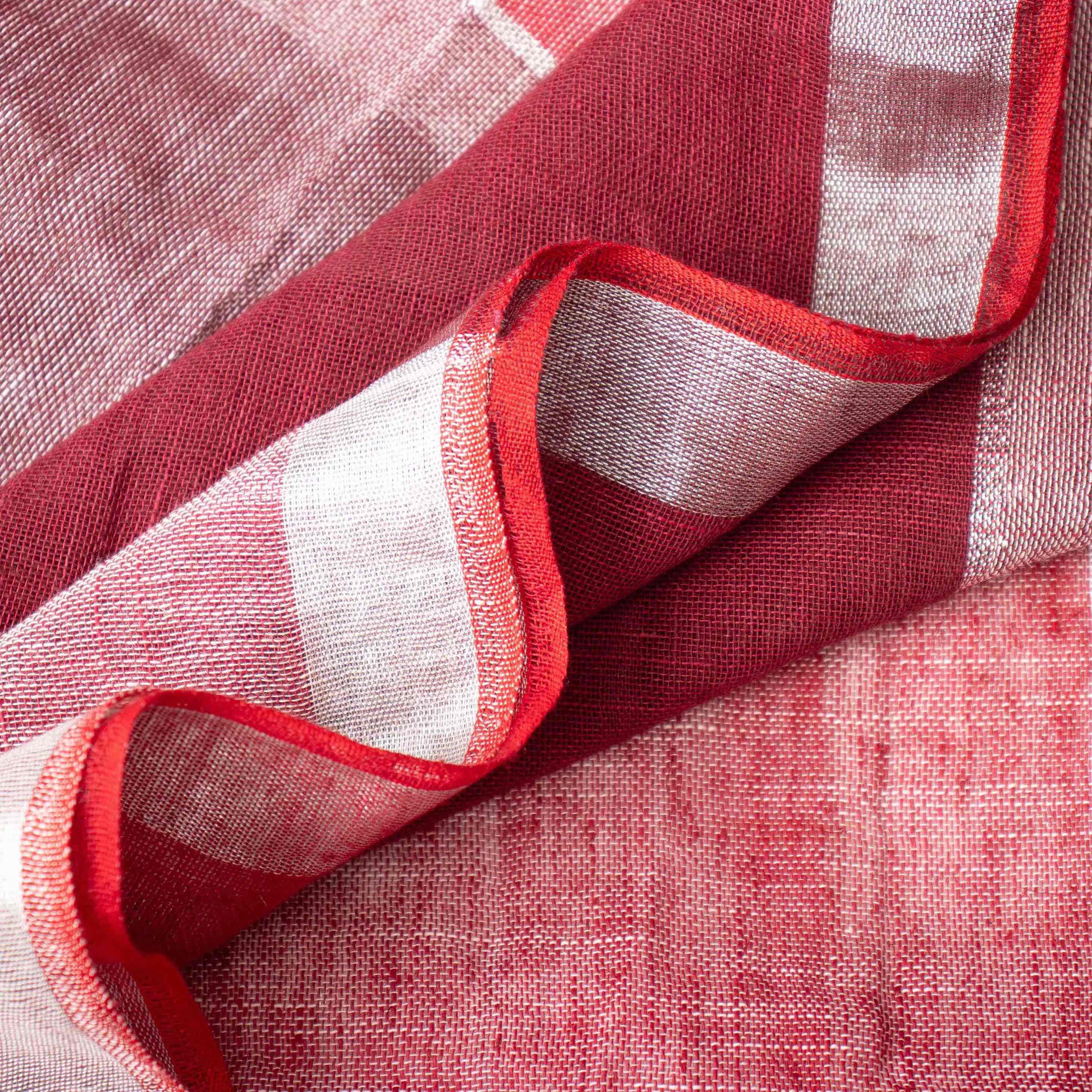 Cloud-like Pure Linen Saree in Maroon, Beige & Ivory