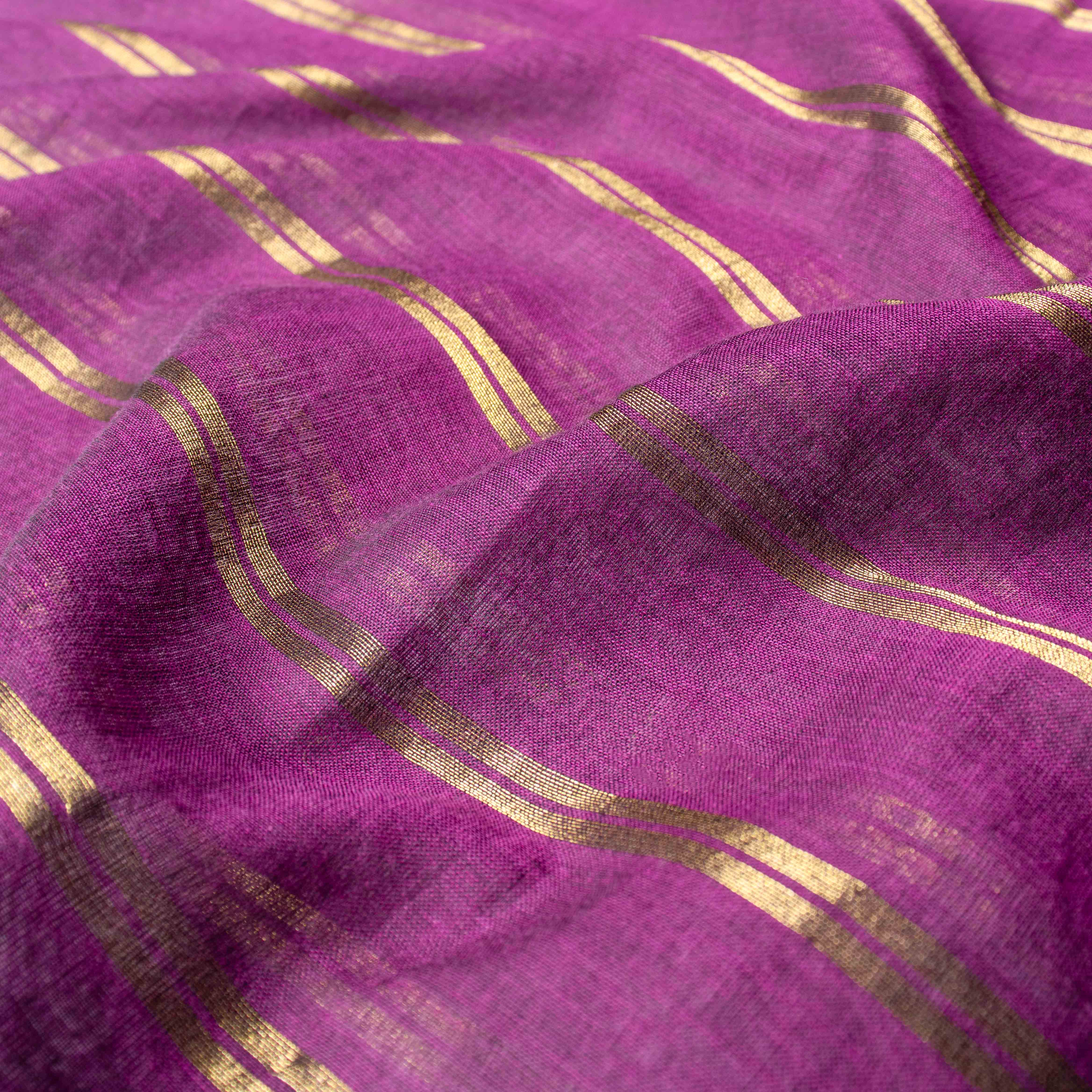 Featherlight Mul Cotton Saree in Regal Purple with Zari Stripes