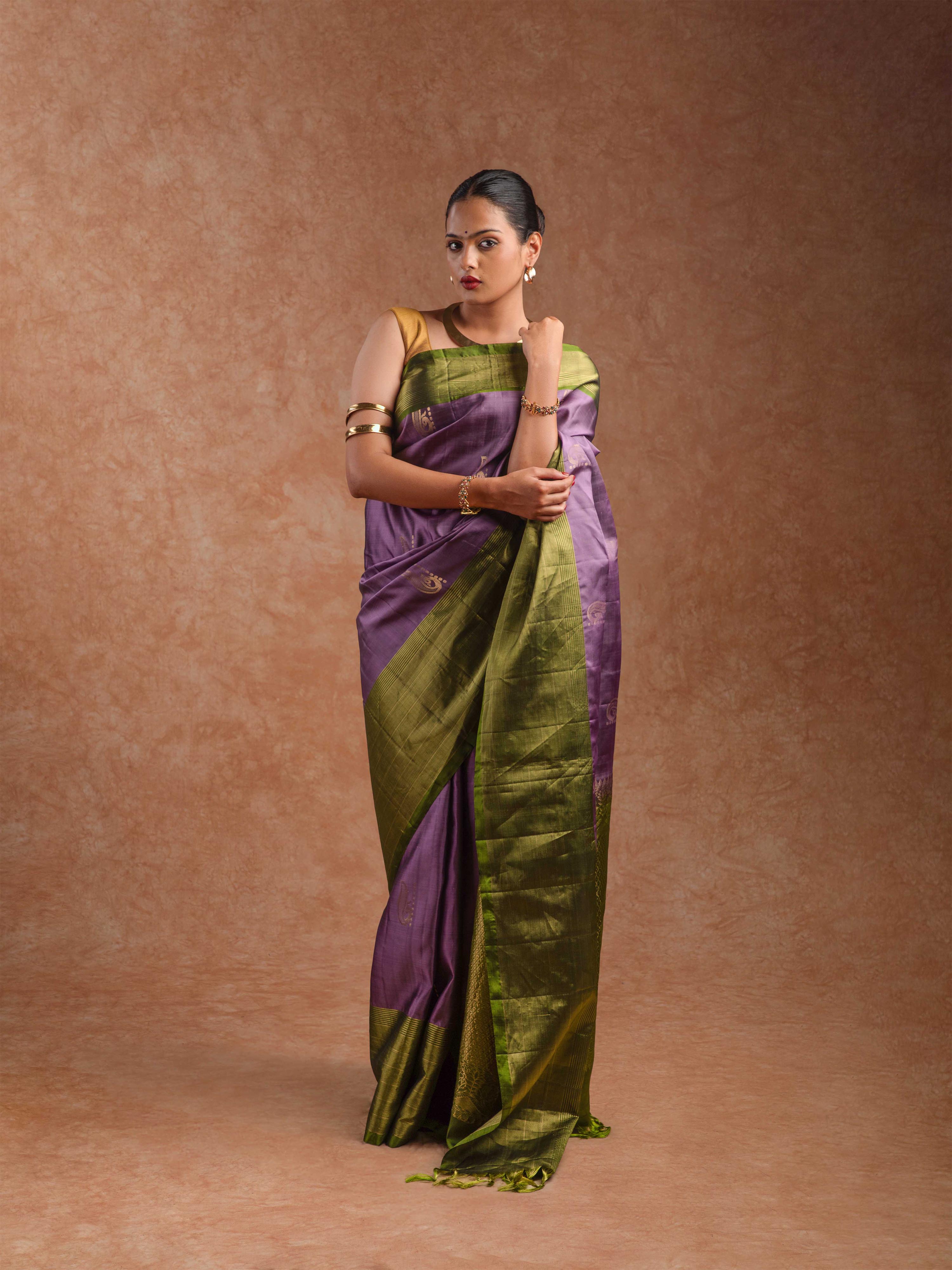 Kanjeevaram Soft Silk Saree in Mauve & Moss
