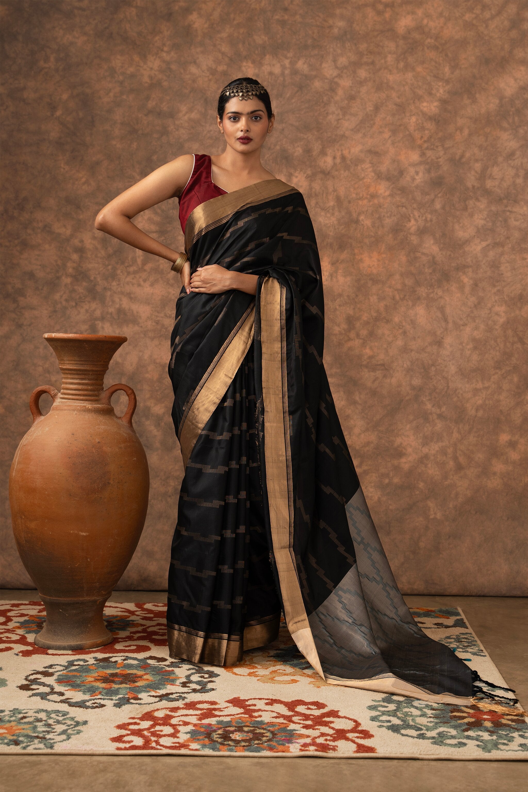 'Shyama' Black and Gold Kanjeevaram Pure Silk Saree