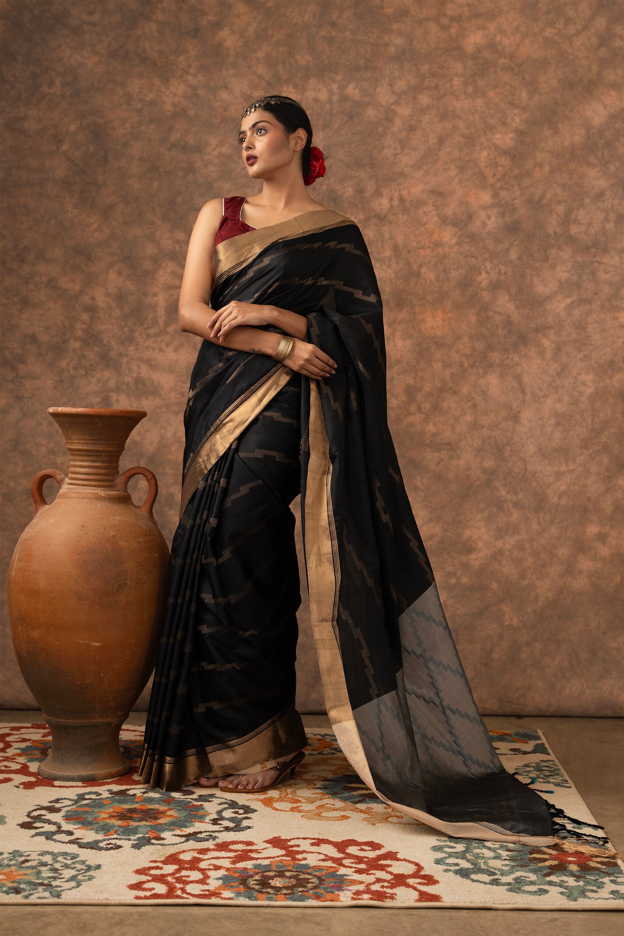 'Shyama' Black and Gold Kanjeevaram Pure Silk Saree