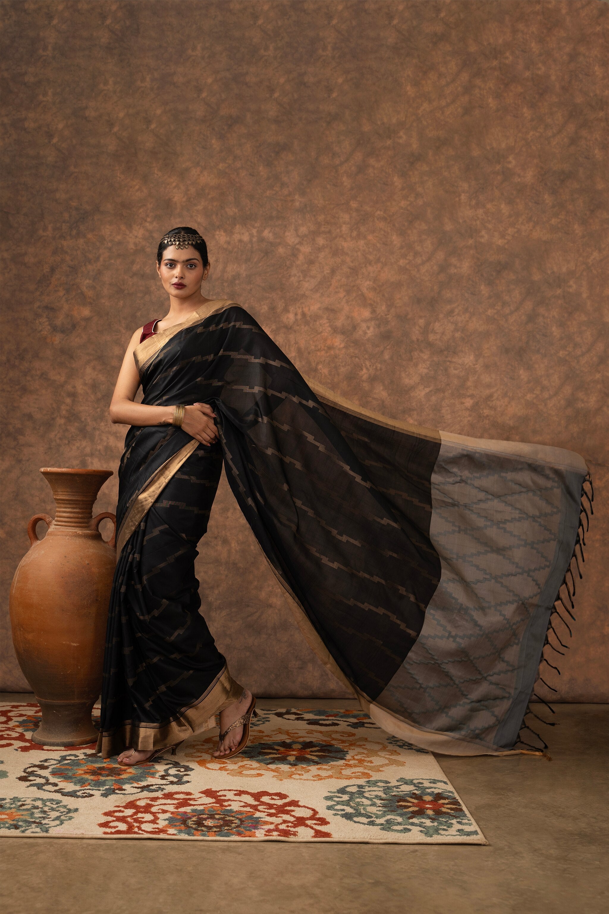 'Shyama' Black and Gold Kanjeevaram Pure Silk Saree