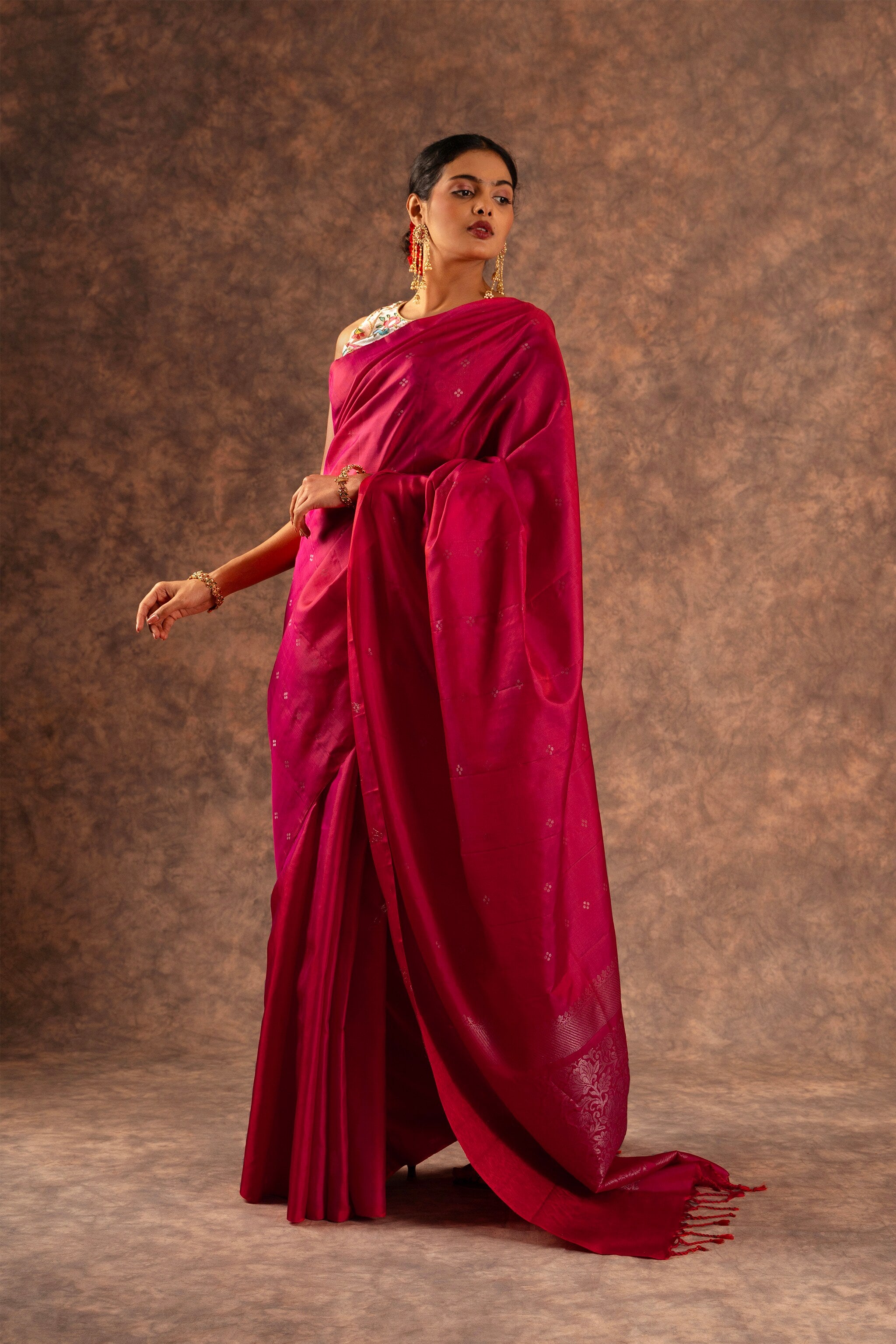 'Rudhra' Crimson Red Kanjeevaram Soft Silk (Single Warp)