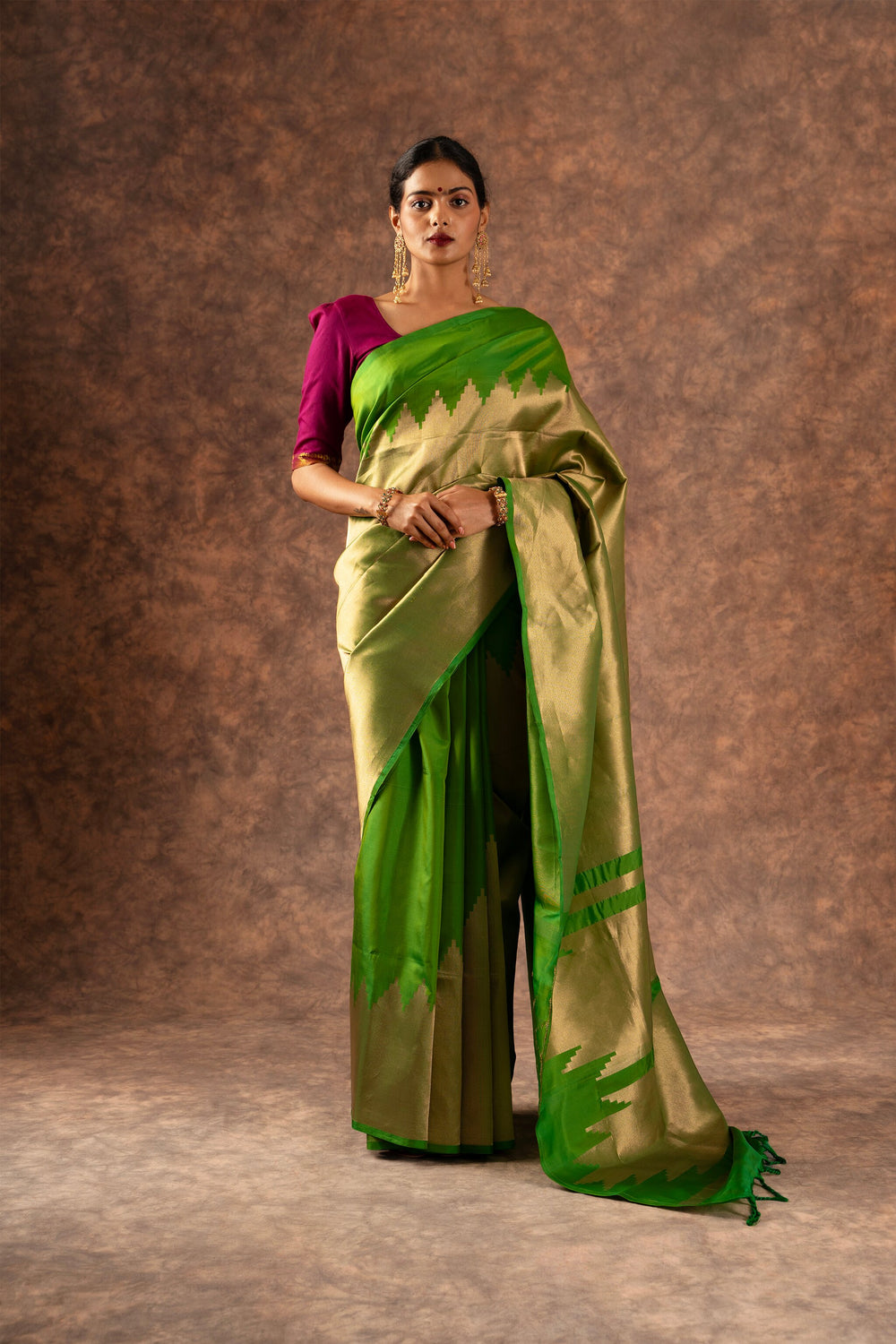 'Suvarna' Green and Gold Kanjeevaram Pure Silk Saree