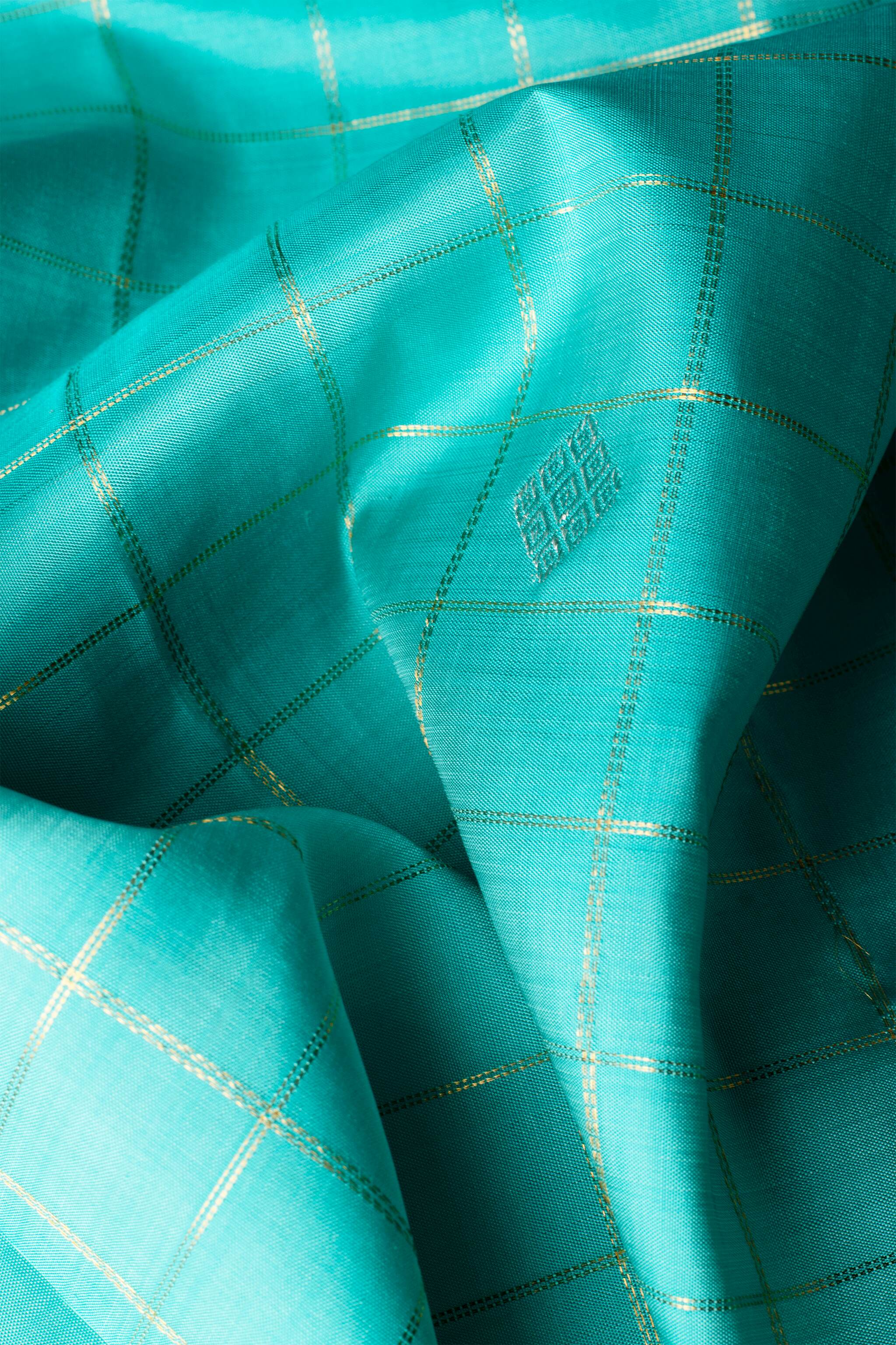 'Mira' Aqua Blue and Orchid Pink Kanjeevaram Pure Silk Saree
