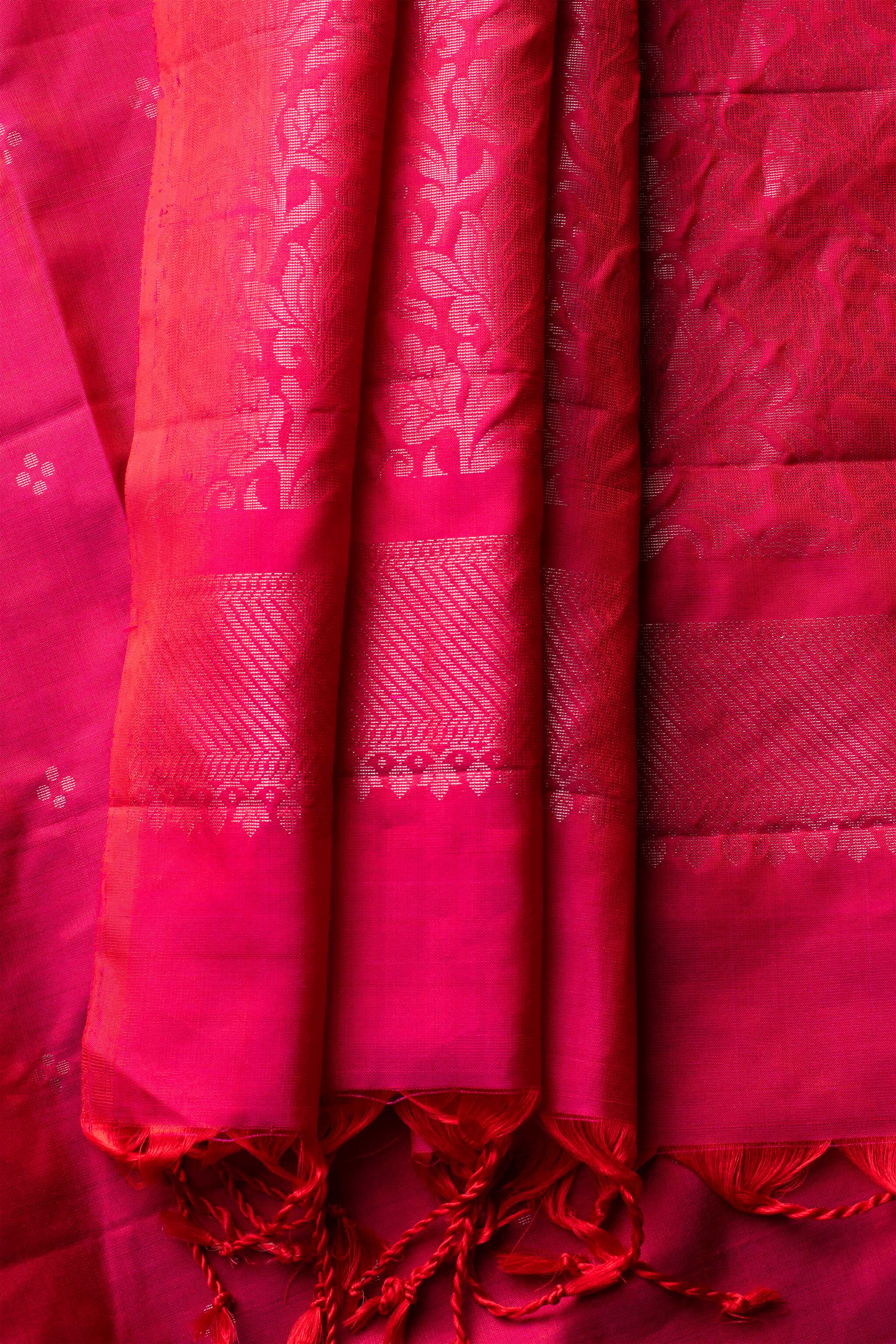 'Rudhra' Crimson Red Kanjeevaram Soft Silk (Single Warp)