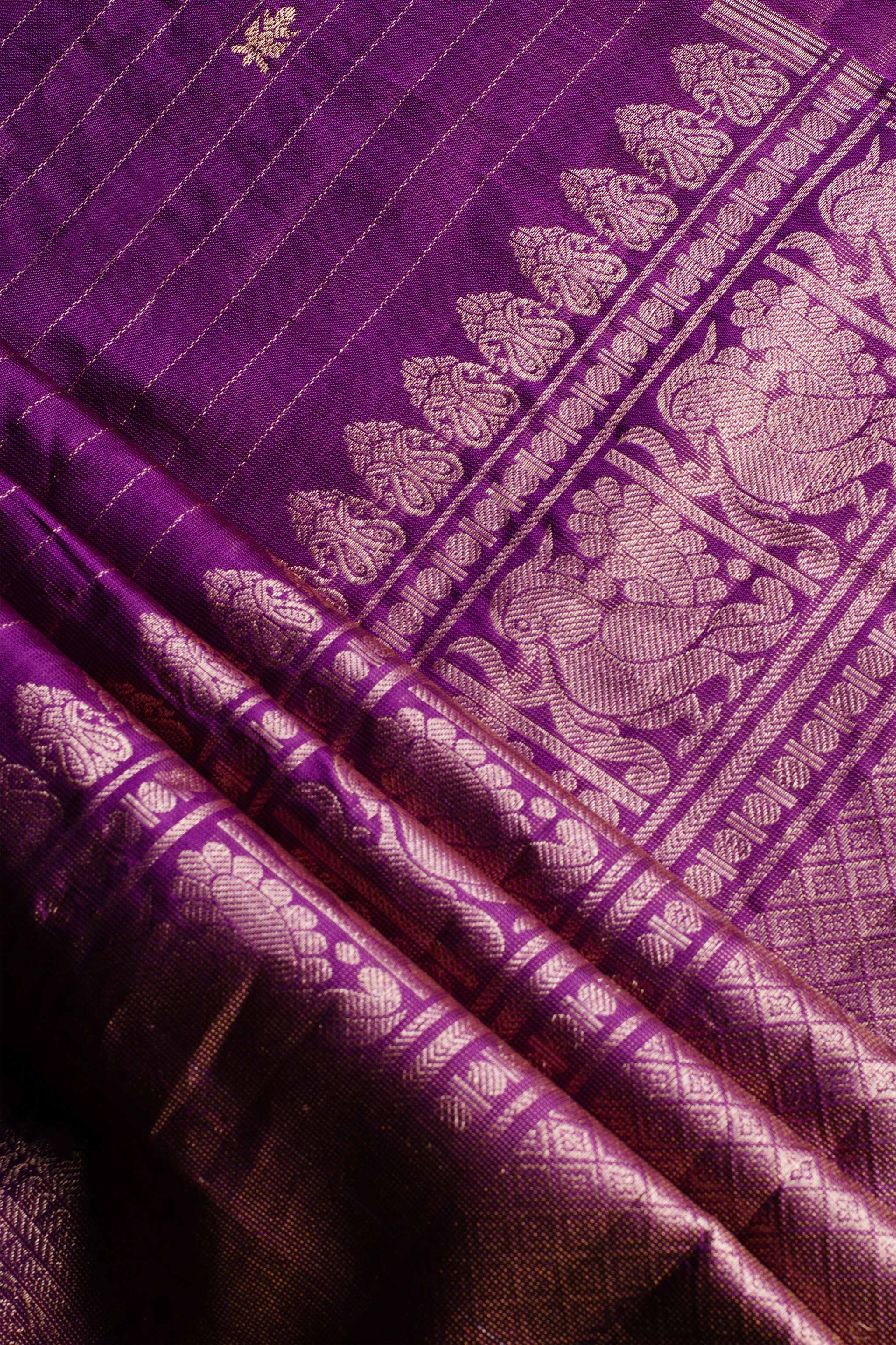 'Amrapali' Purple and Gold Kanjeevaram Pure Silk Saree