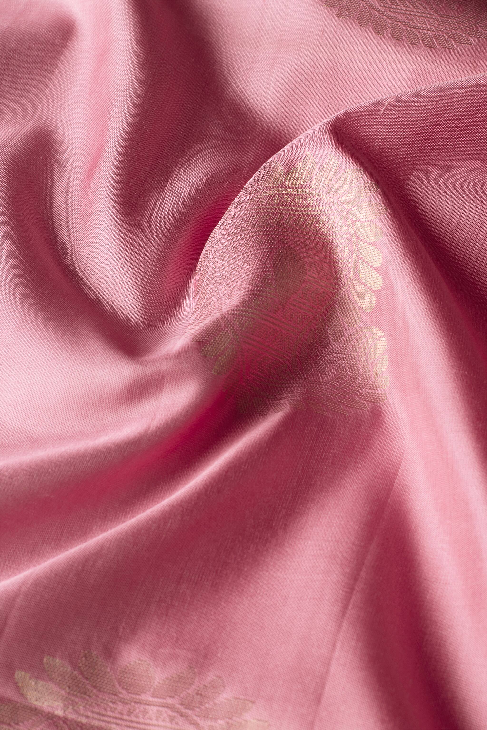 'Saanvi' Pink and Silver Kanjeevaram Soft Silk (Double Warp)