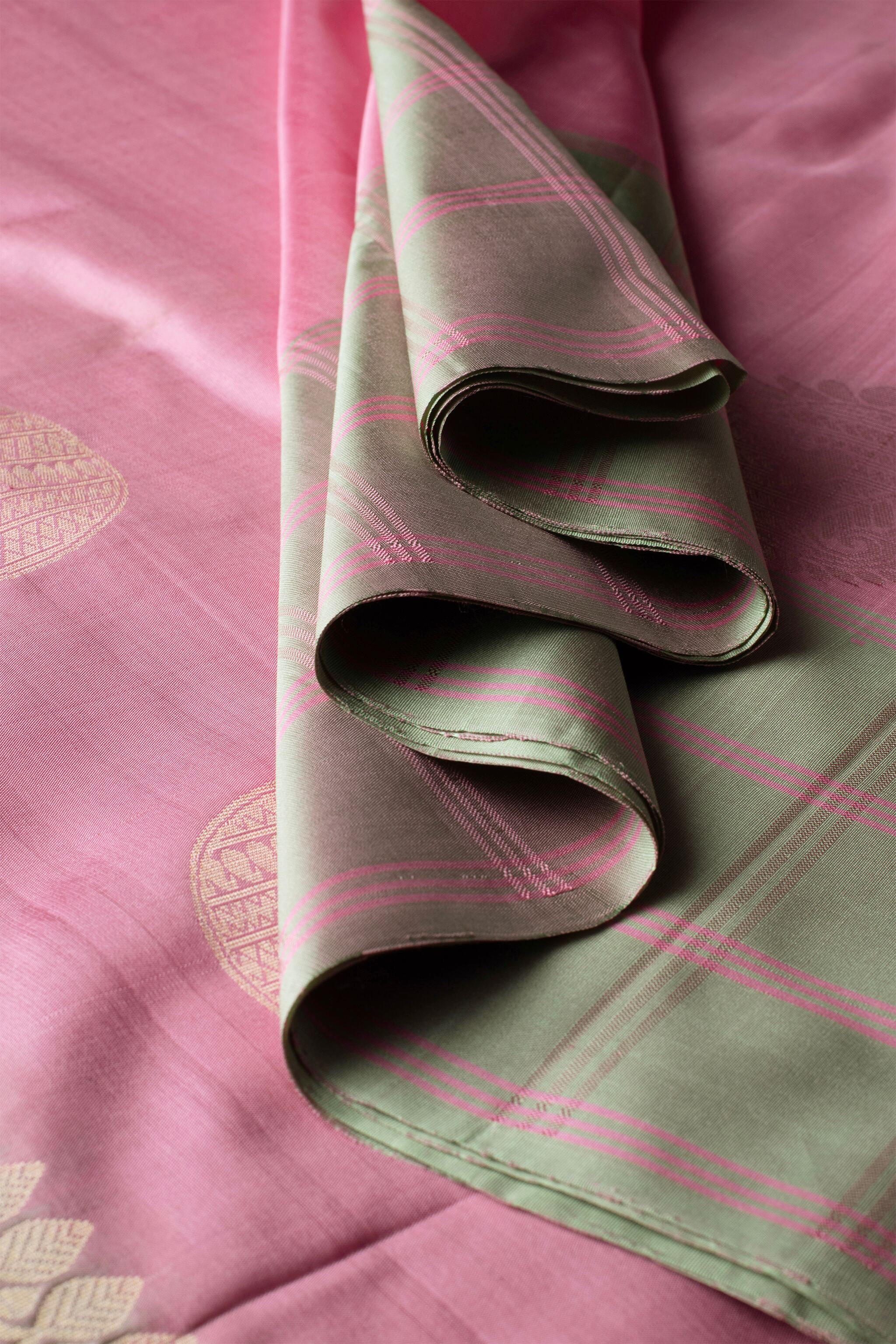 'Saanvi' Pink and Silver Kanjeevaram Soft Silk (Double Warp)