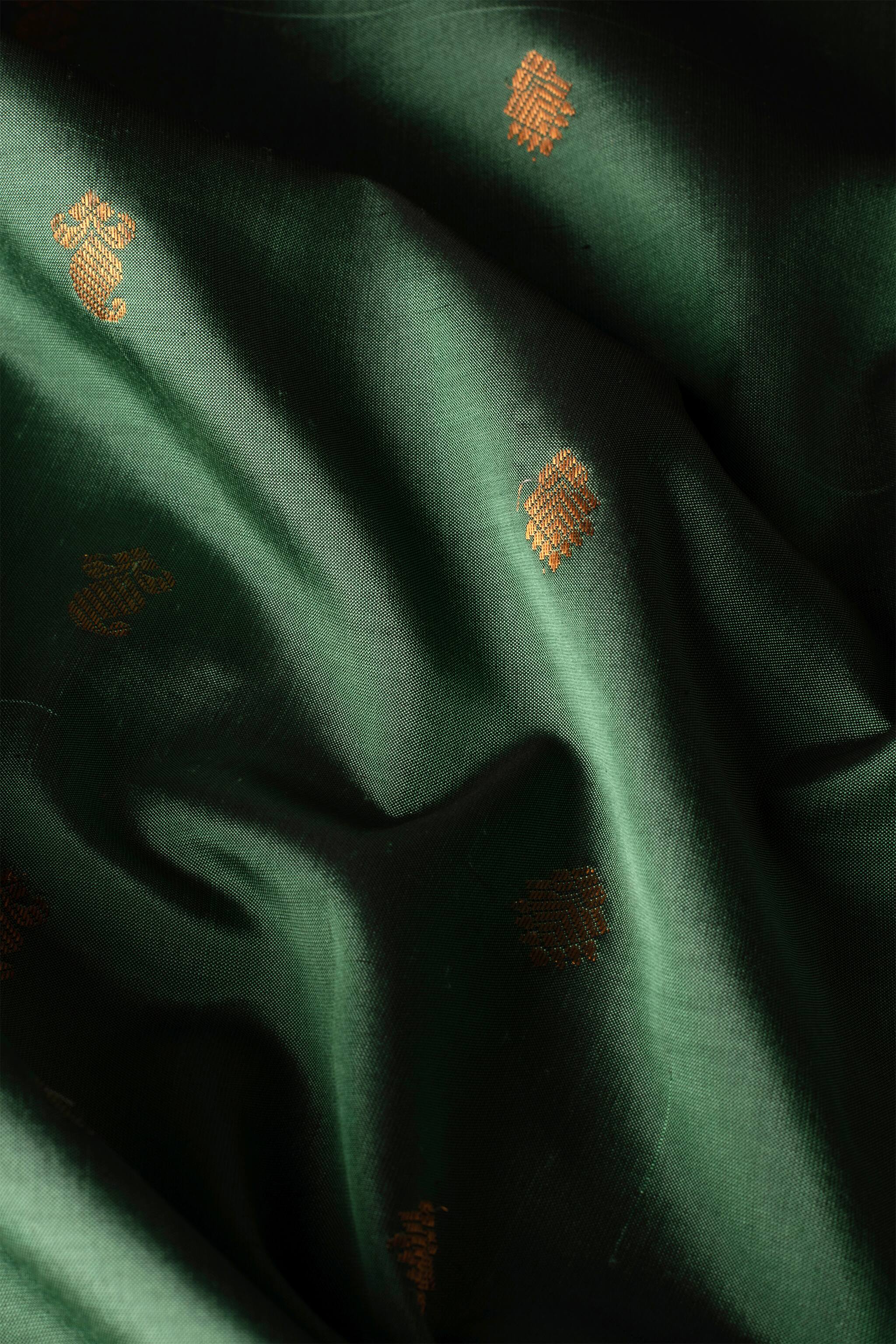 'Bhargavi' Sage Green and Rose Pink Gadwal Silk Saree