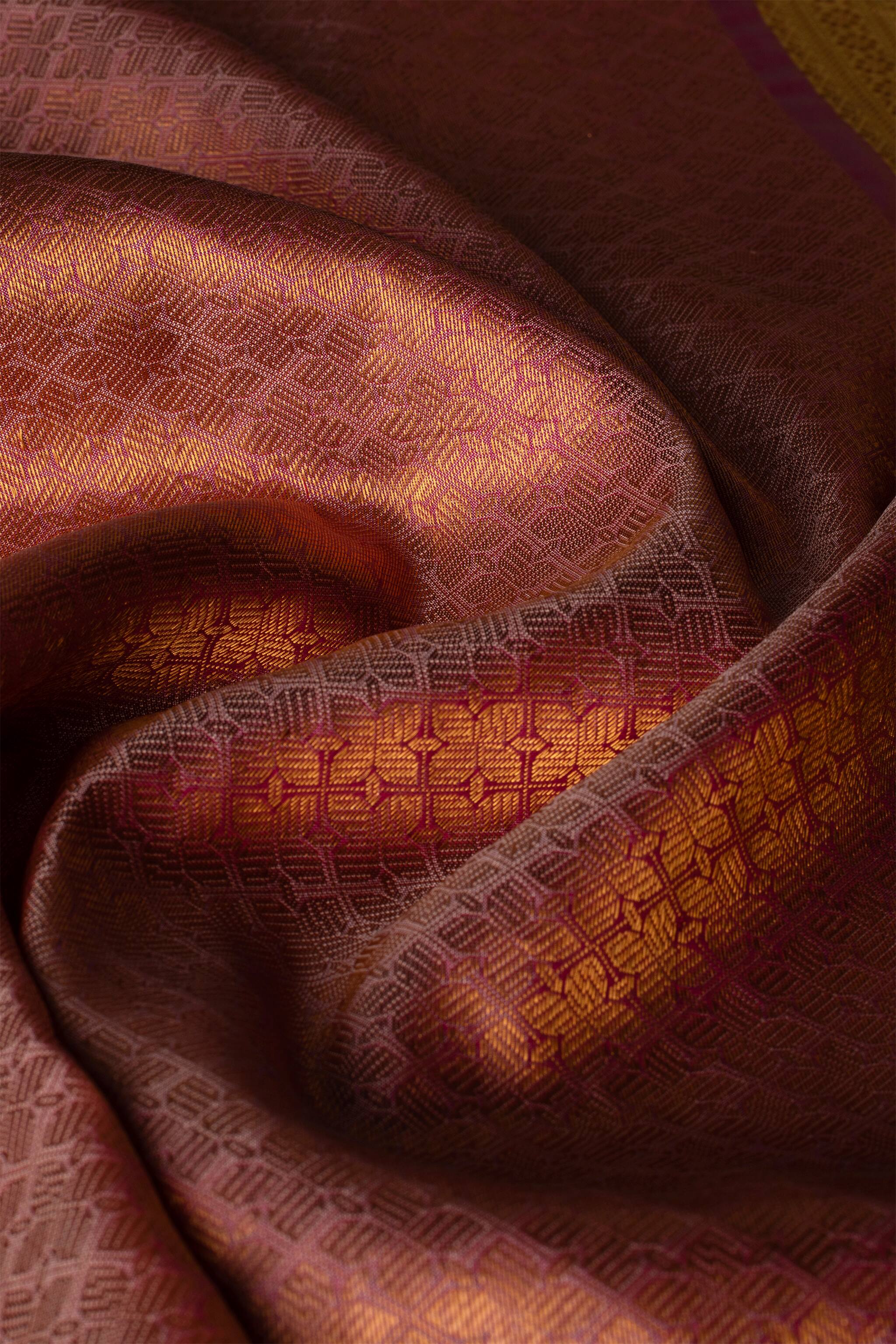 'Bhargavi' Sage Green and Rose Pink Gadwal Silk Saree