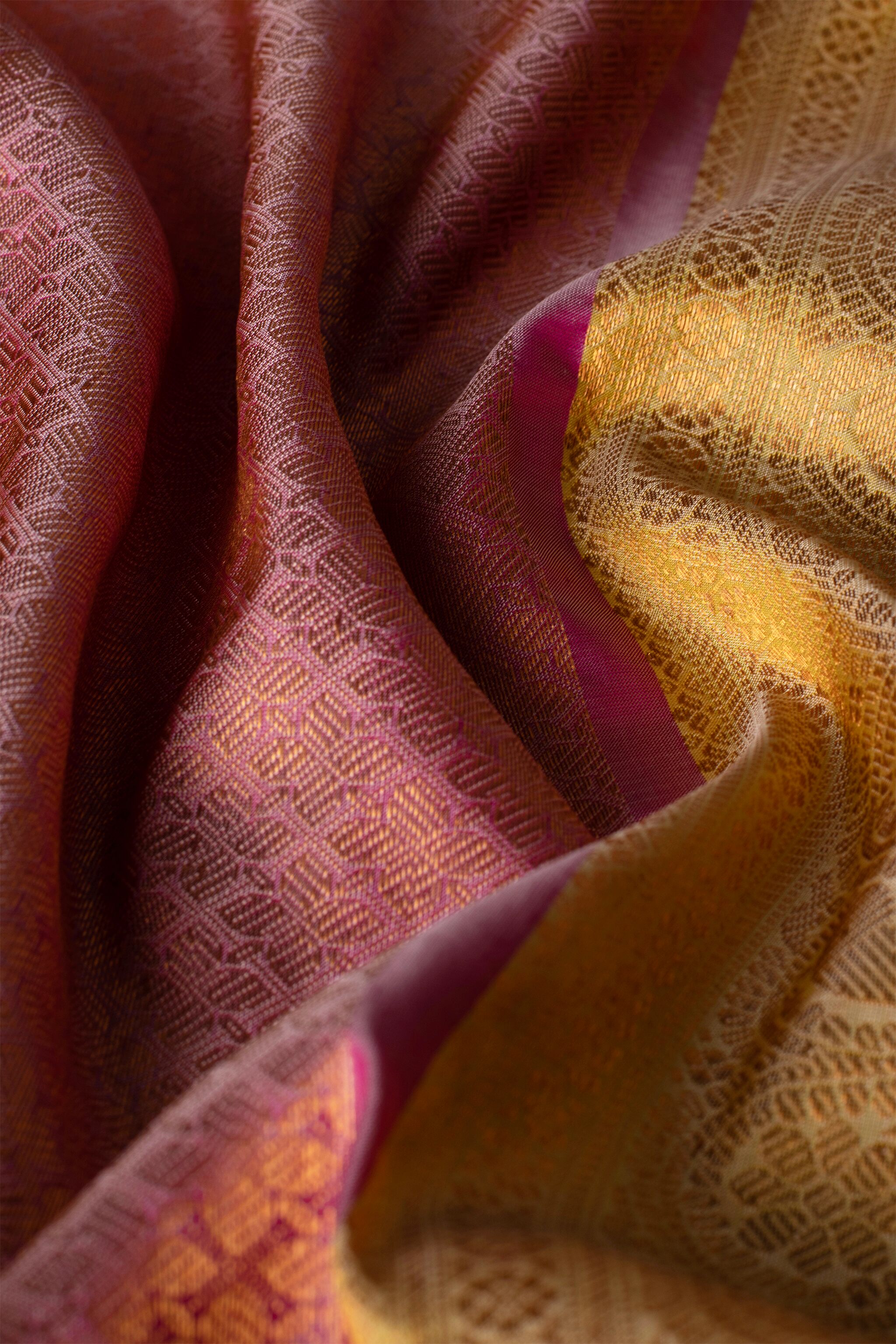 'Bhargavi' Sage Green and Rose Pink Gadwal Silk Saree