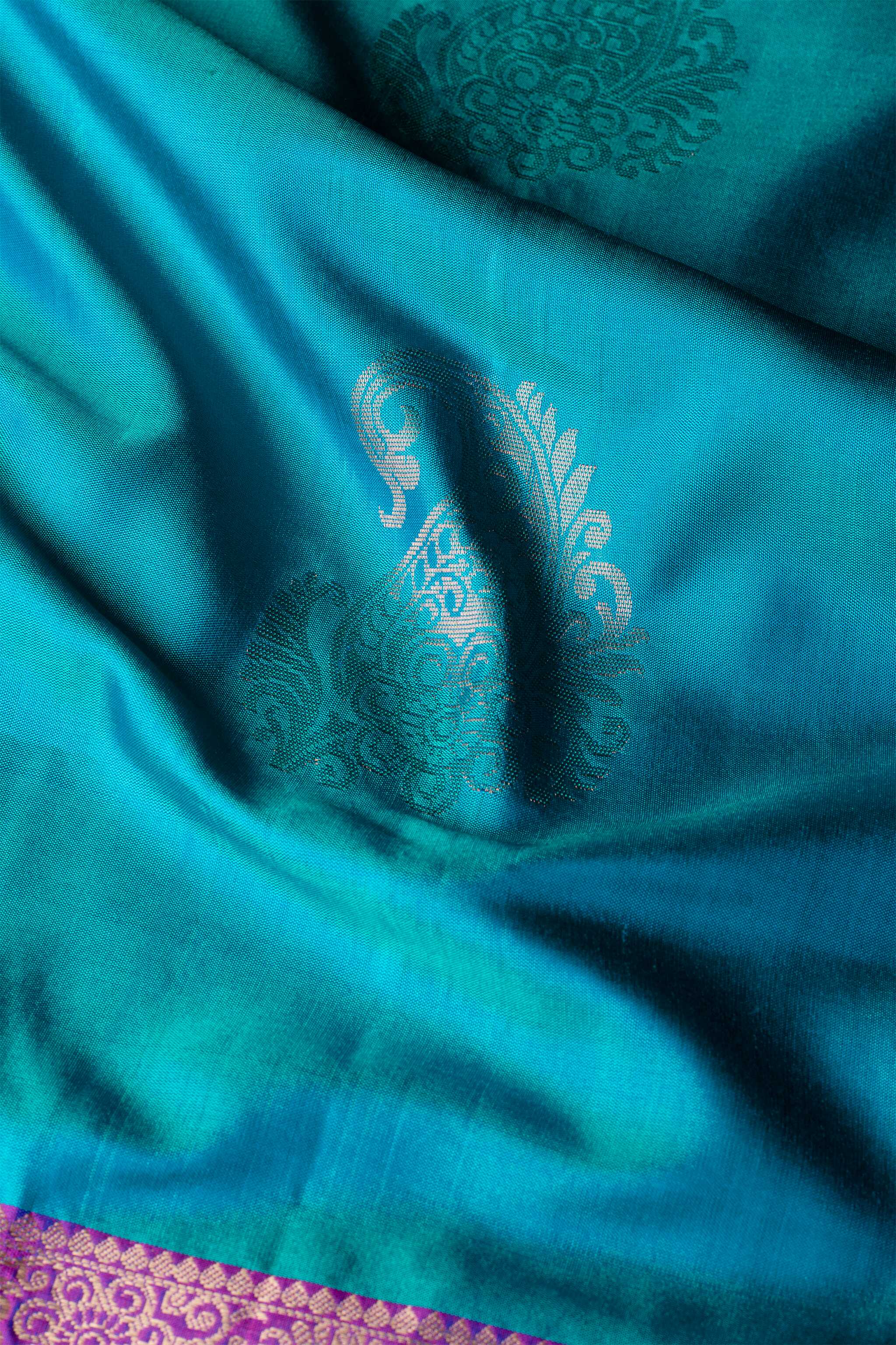 'Rohini' Blue and Purple Kanjeevaram Silk Saree