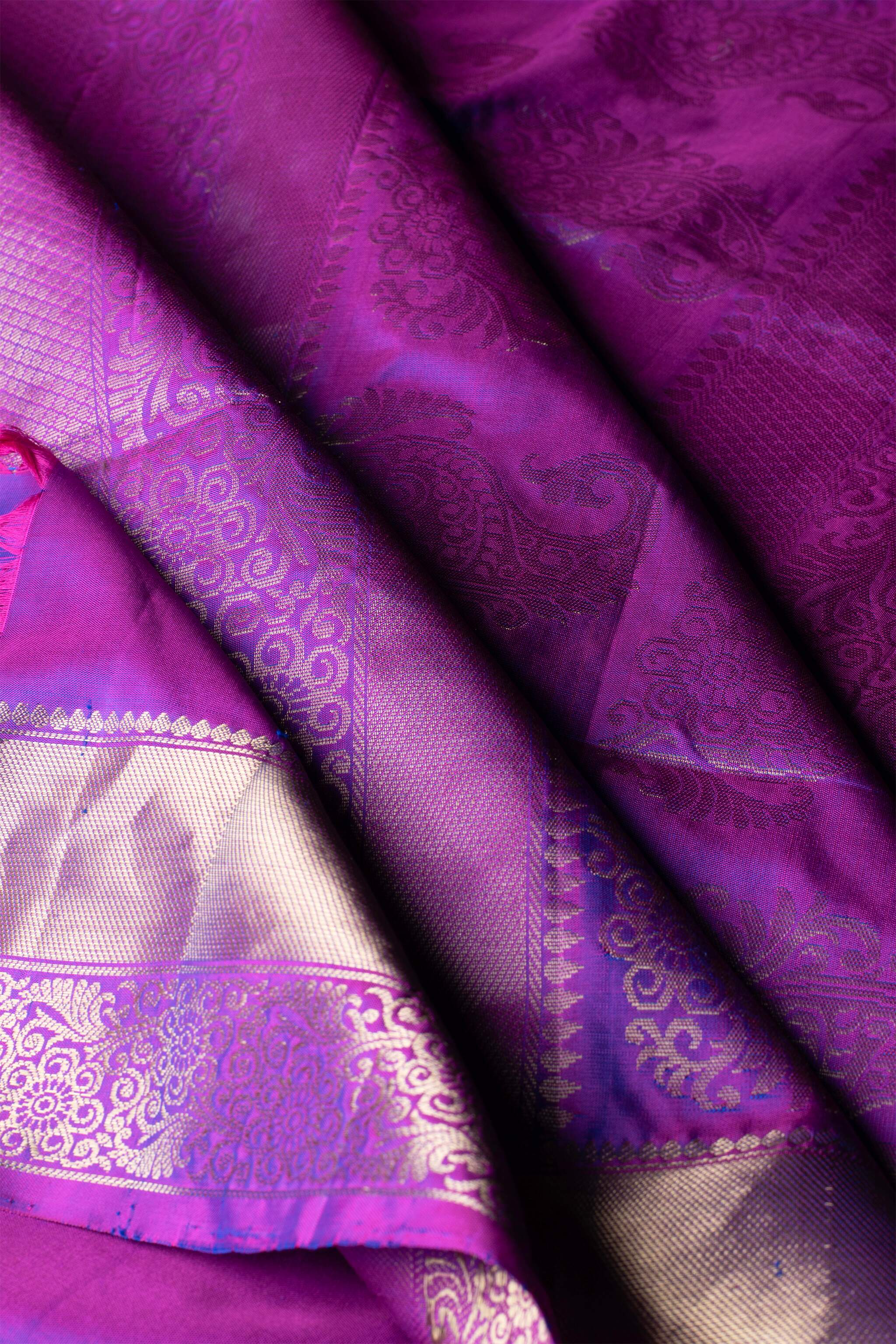 'Rohini' Blue and Purple Kanjeevaram Silk Saree