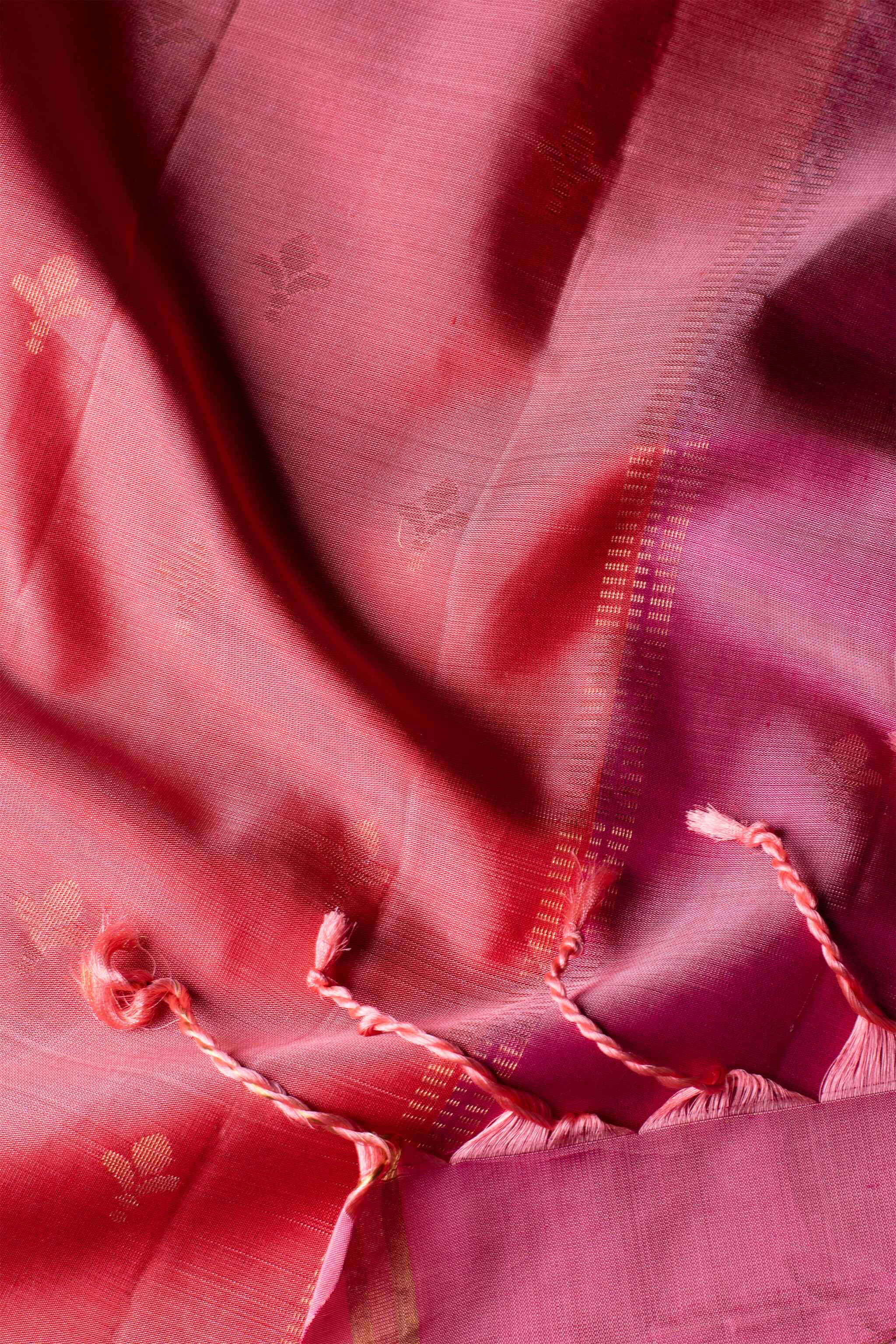 'Neerja' Aqua Blue and Coral Kanjeevaram Soft Silk (Single Warp)