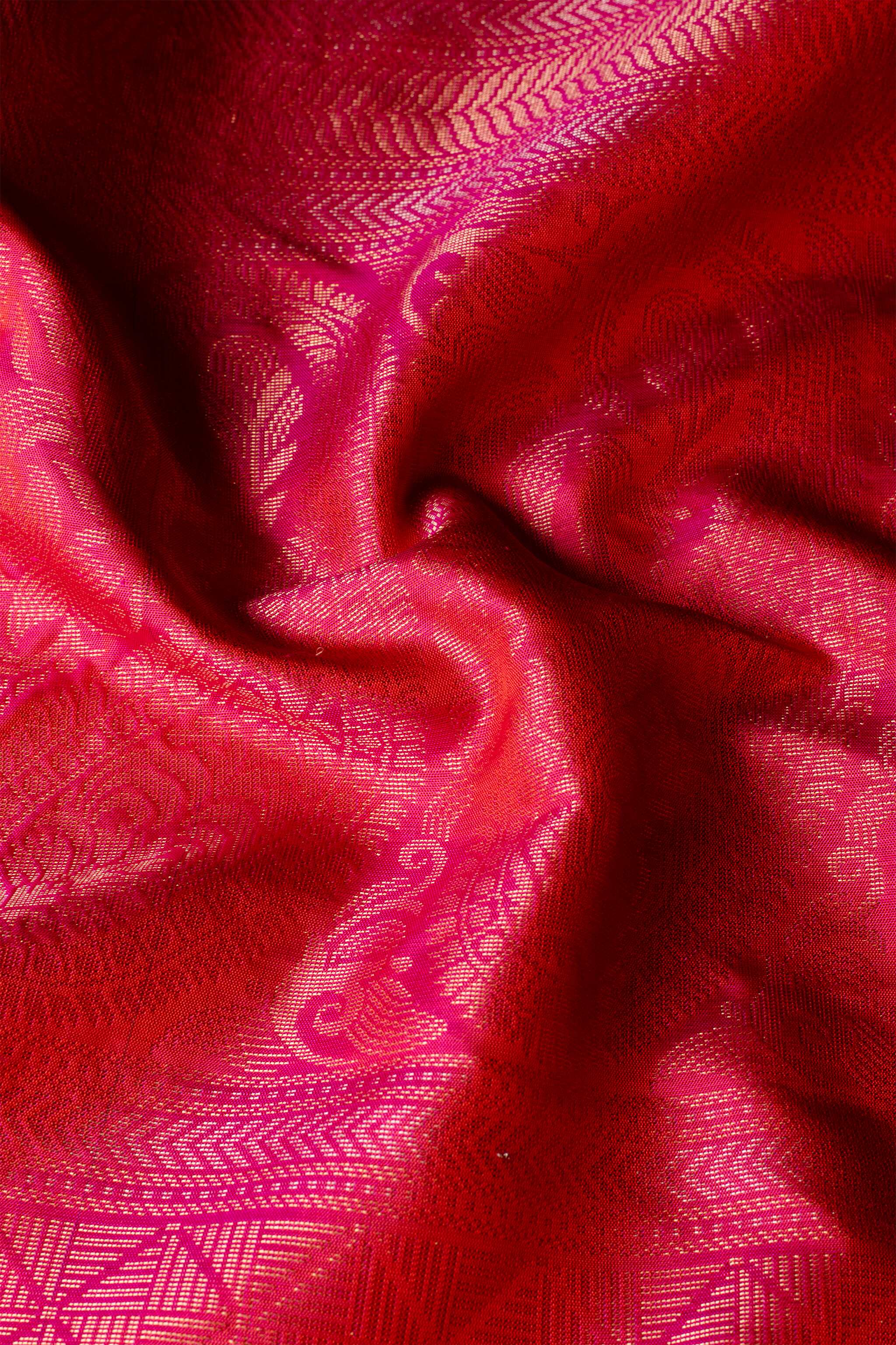 Handwoven Emerald Green and Pink Kanjeevaram Soft Silk (Double Warp)