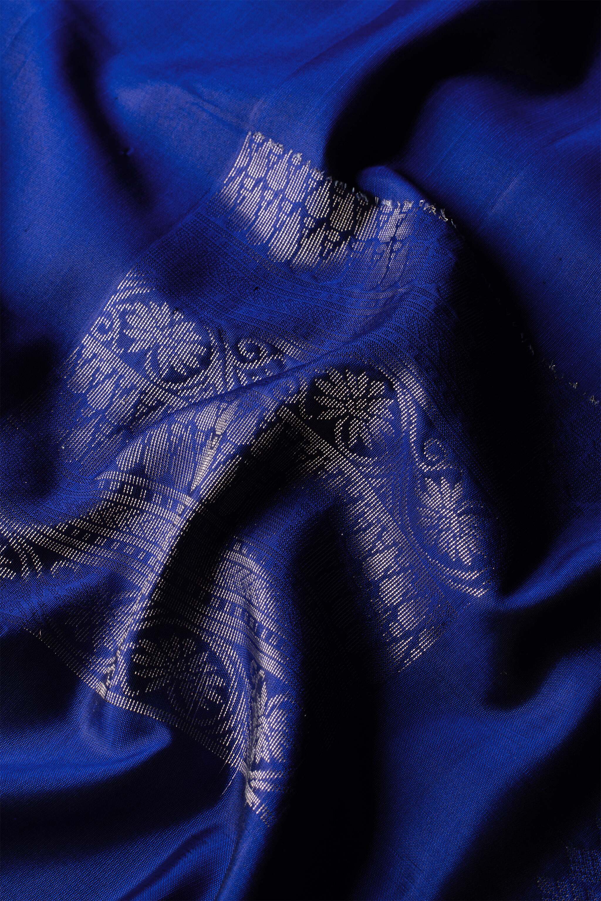 'Neelambari' Teal and Royal Blue Kanjeevaram Soft Silk (Double Warp)