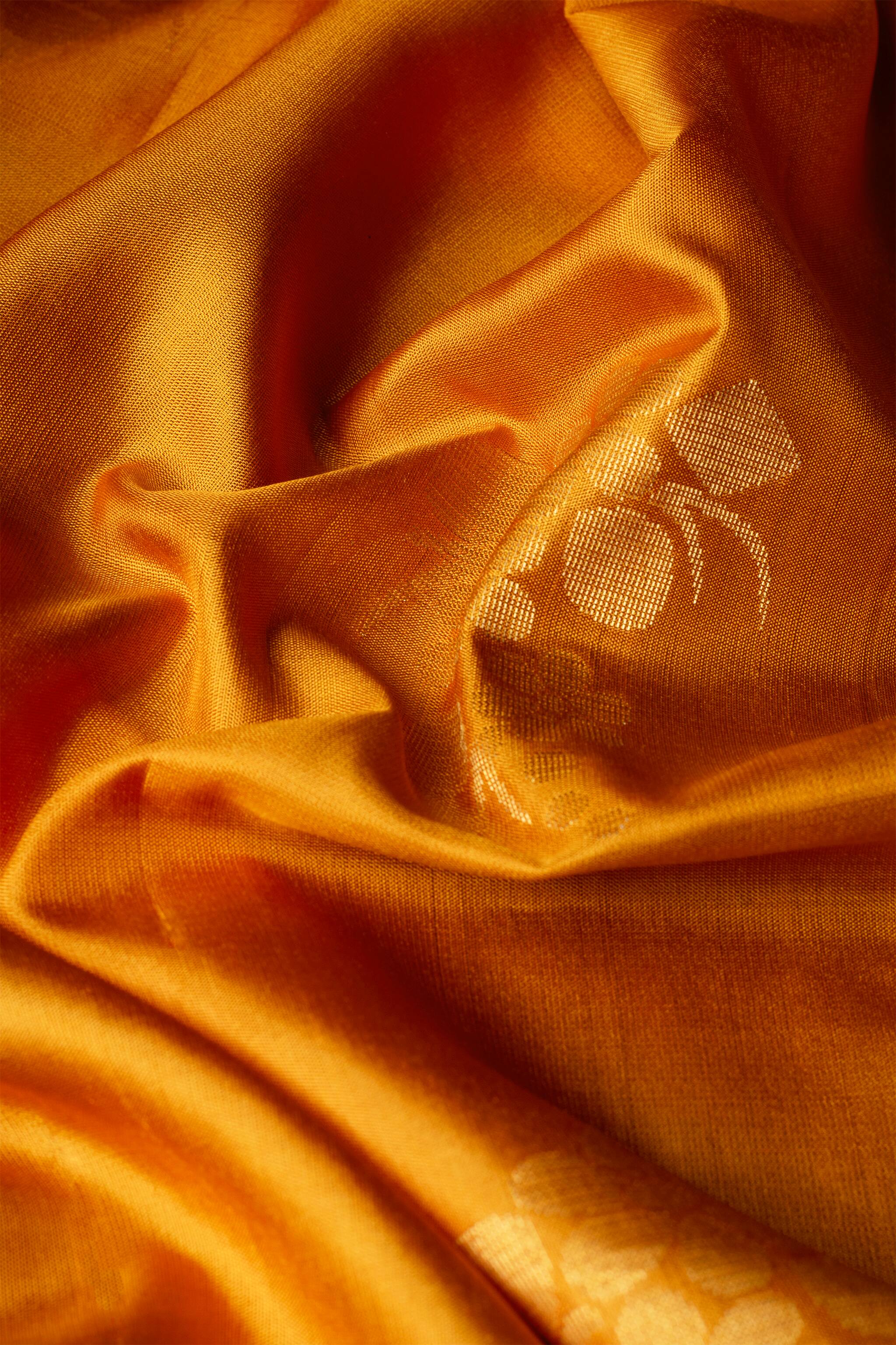 'Surya' Yellow and Grey Kanjeevaram Soft Silk (Double Warp)