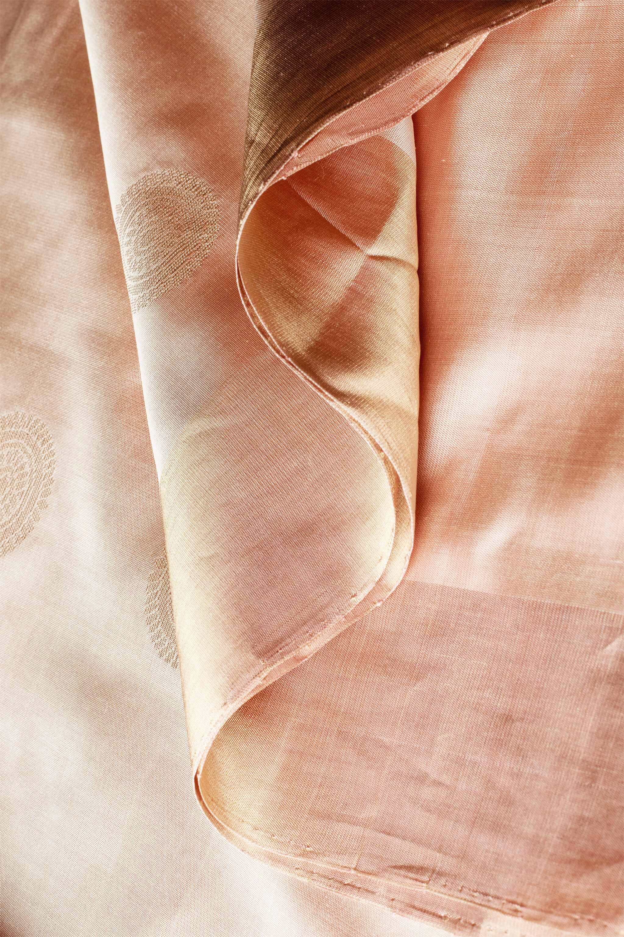 'Rudrani' Peach and Pink Kanjeevaram Soft Silk (Double Warp)