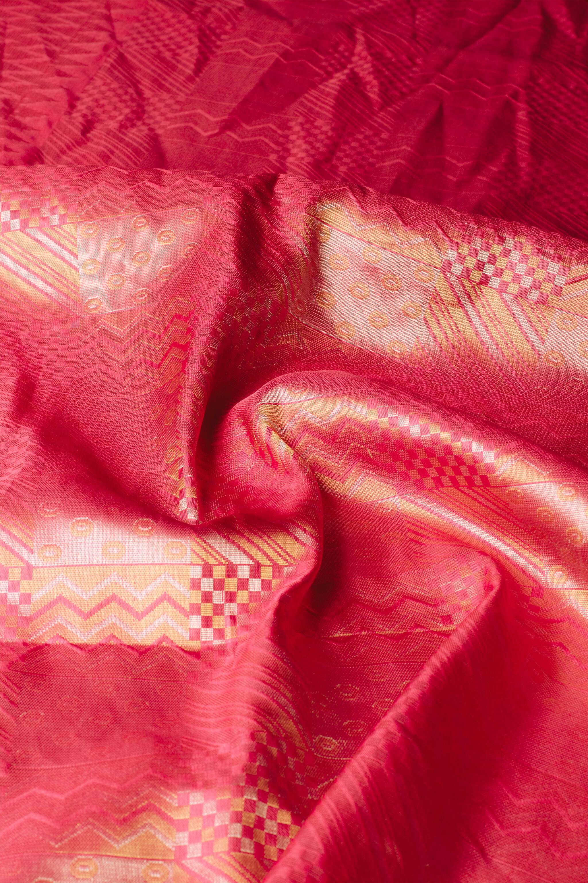 'Rudrani' Peach and Pink Kanjeevaram Soft Silk (Double Warp)
