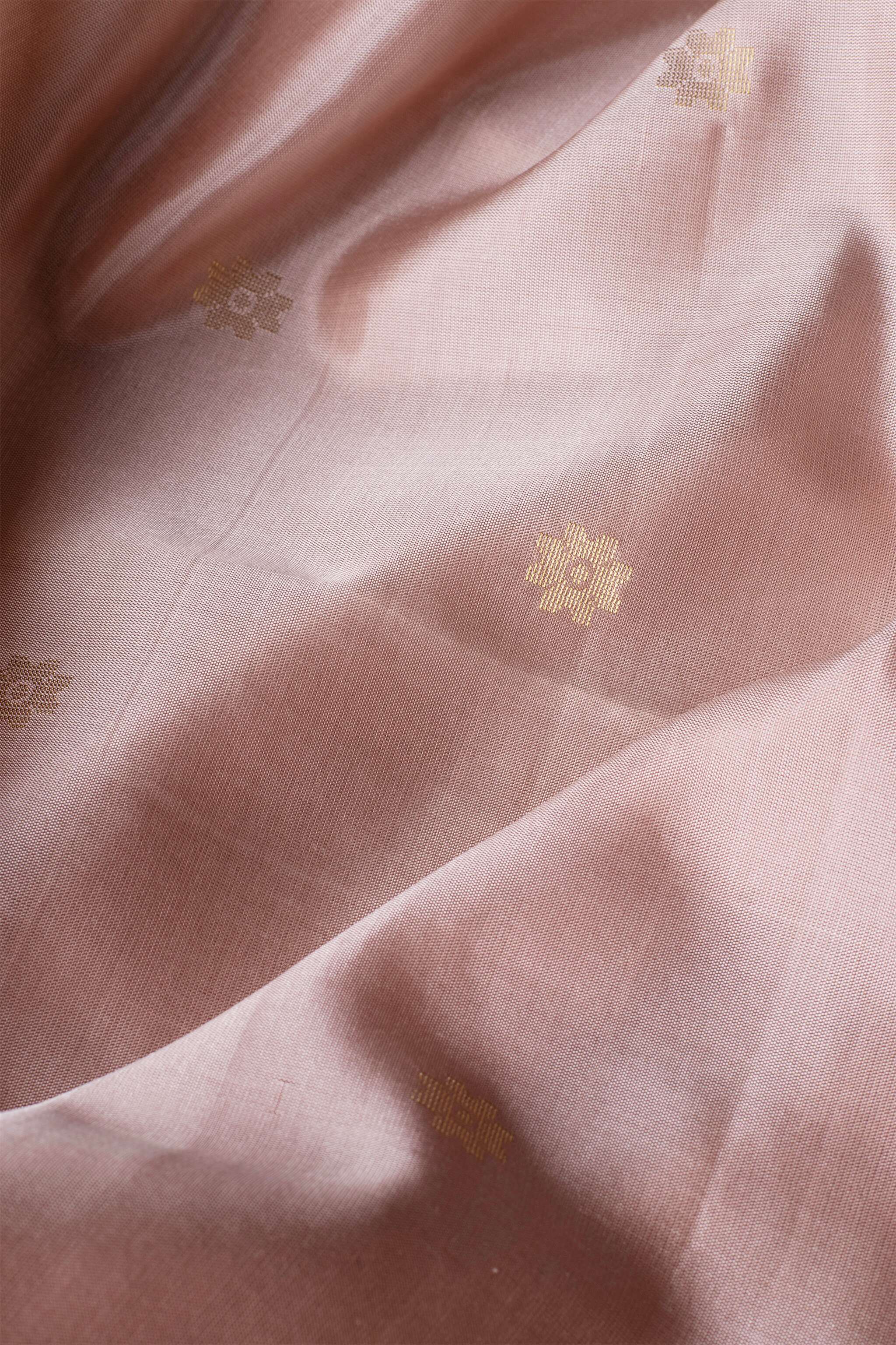 'Sanjana' Light Beige Kanjeevaram Soft Silk (Double Warp)