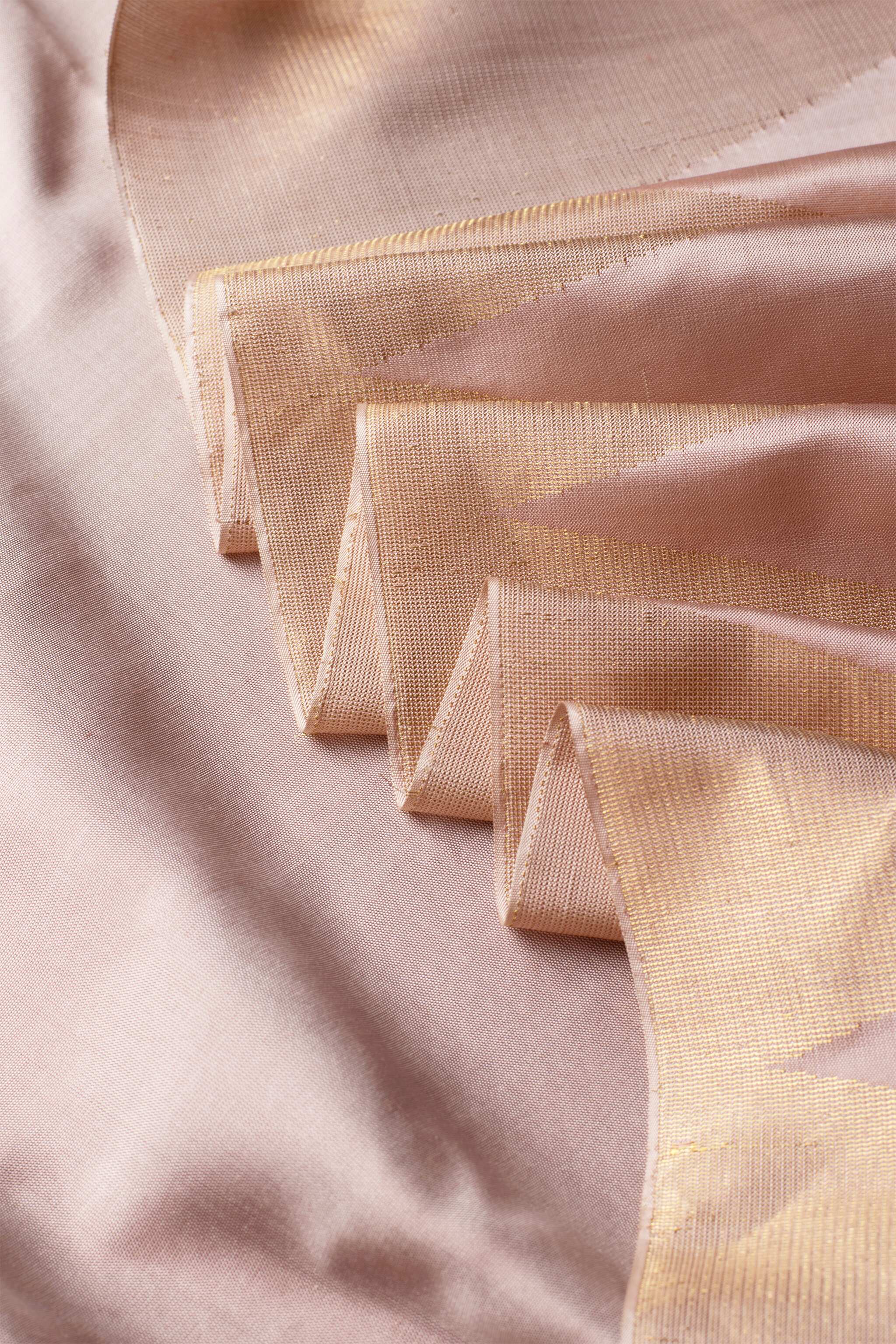 'Sanjana' Light Beige Kanjeevaram Soft Silk (Double Warp)