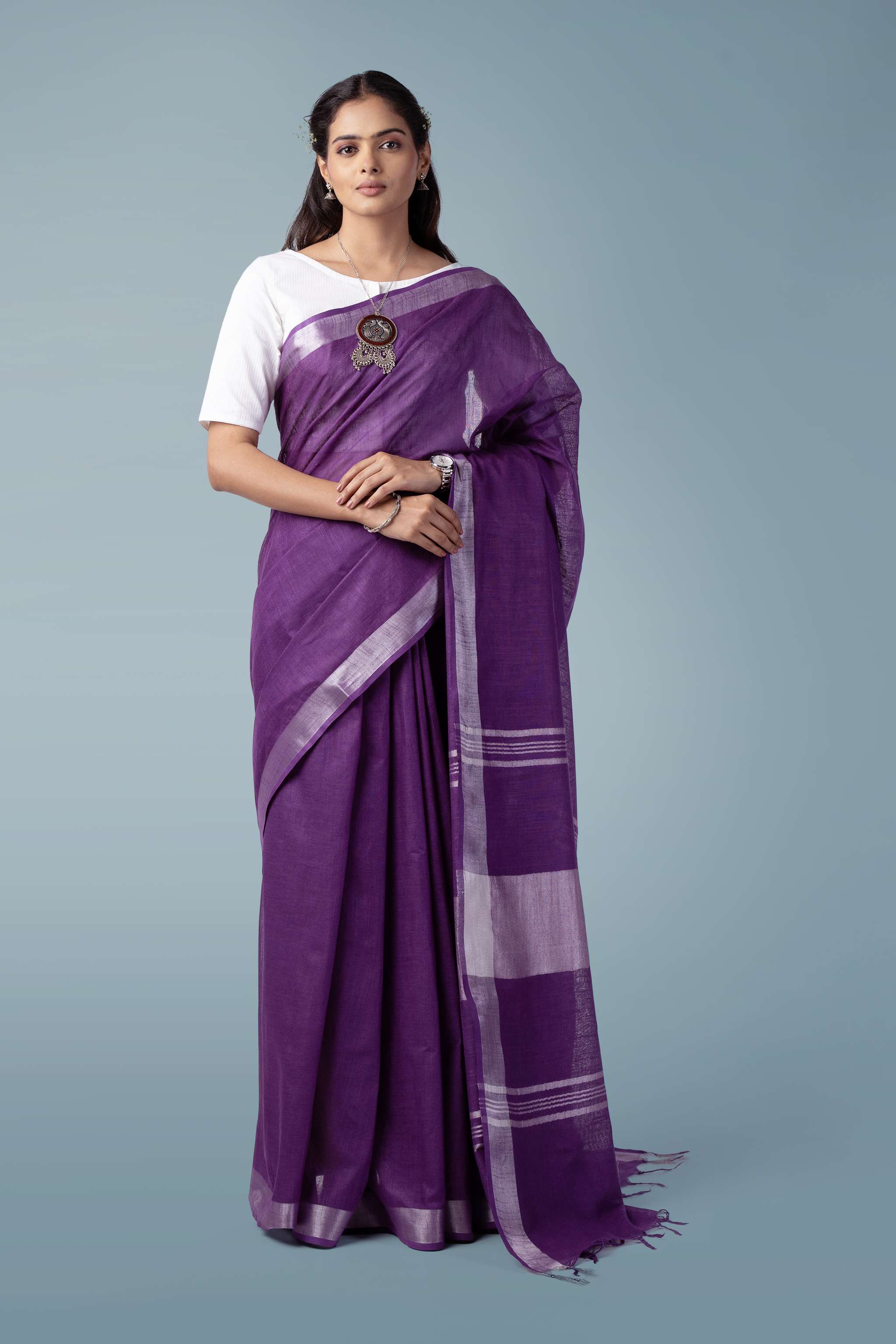Dark Purple Naturally Dyed Celuvé Saree