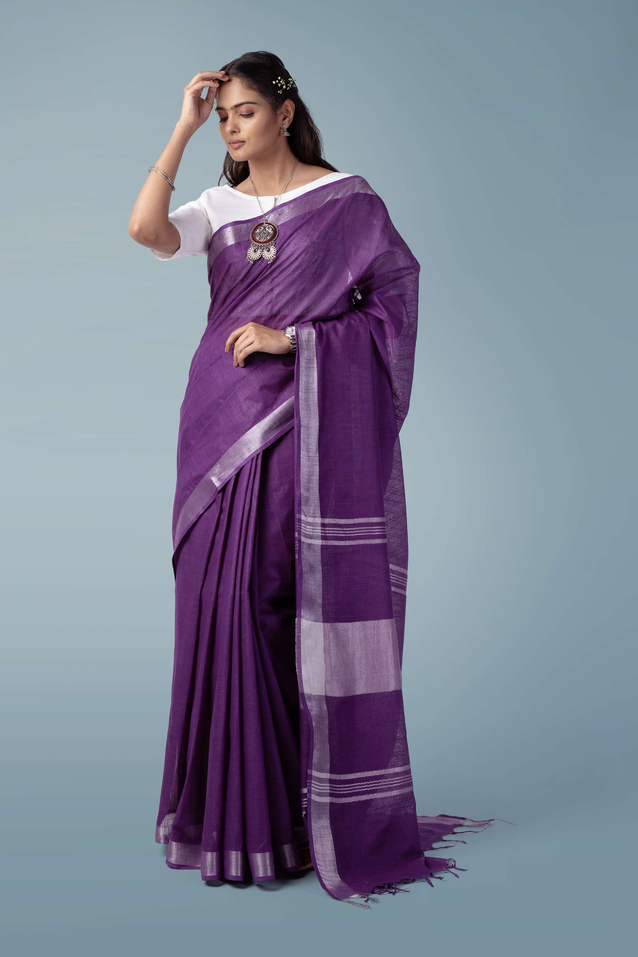 Dark Purple Naturally Dyed Celuvé Saree