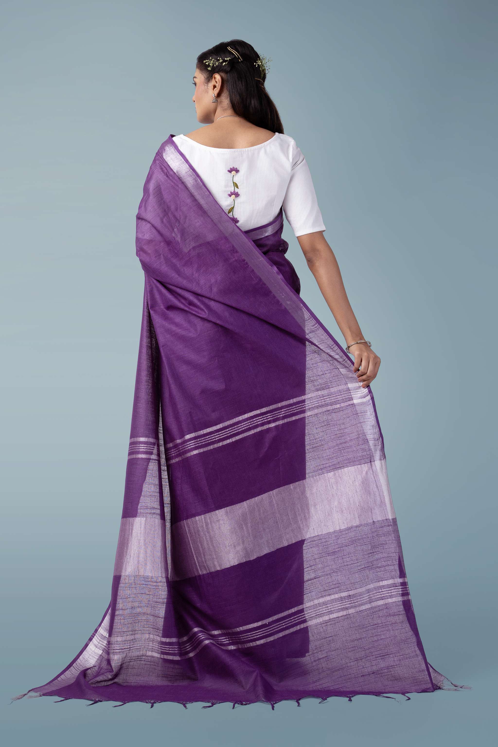 Dark Purple Naturally Dyed Celuvé Saree