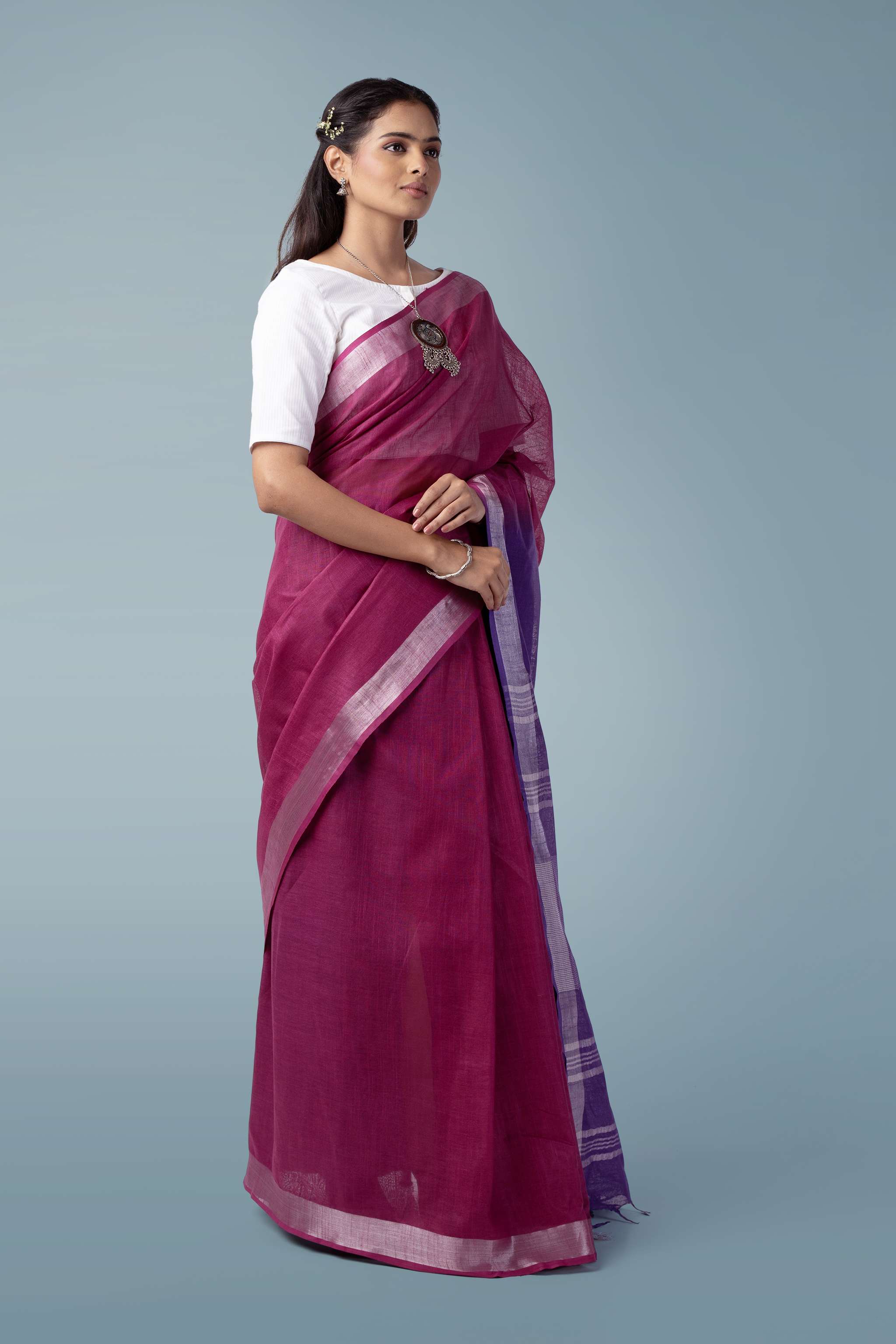 Wine & Purple Naturally Dyed Celuvé Saree