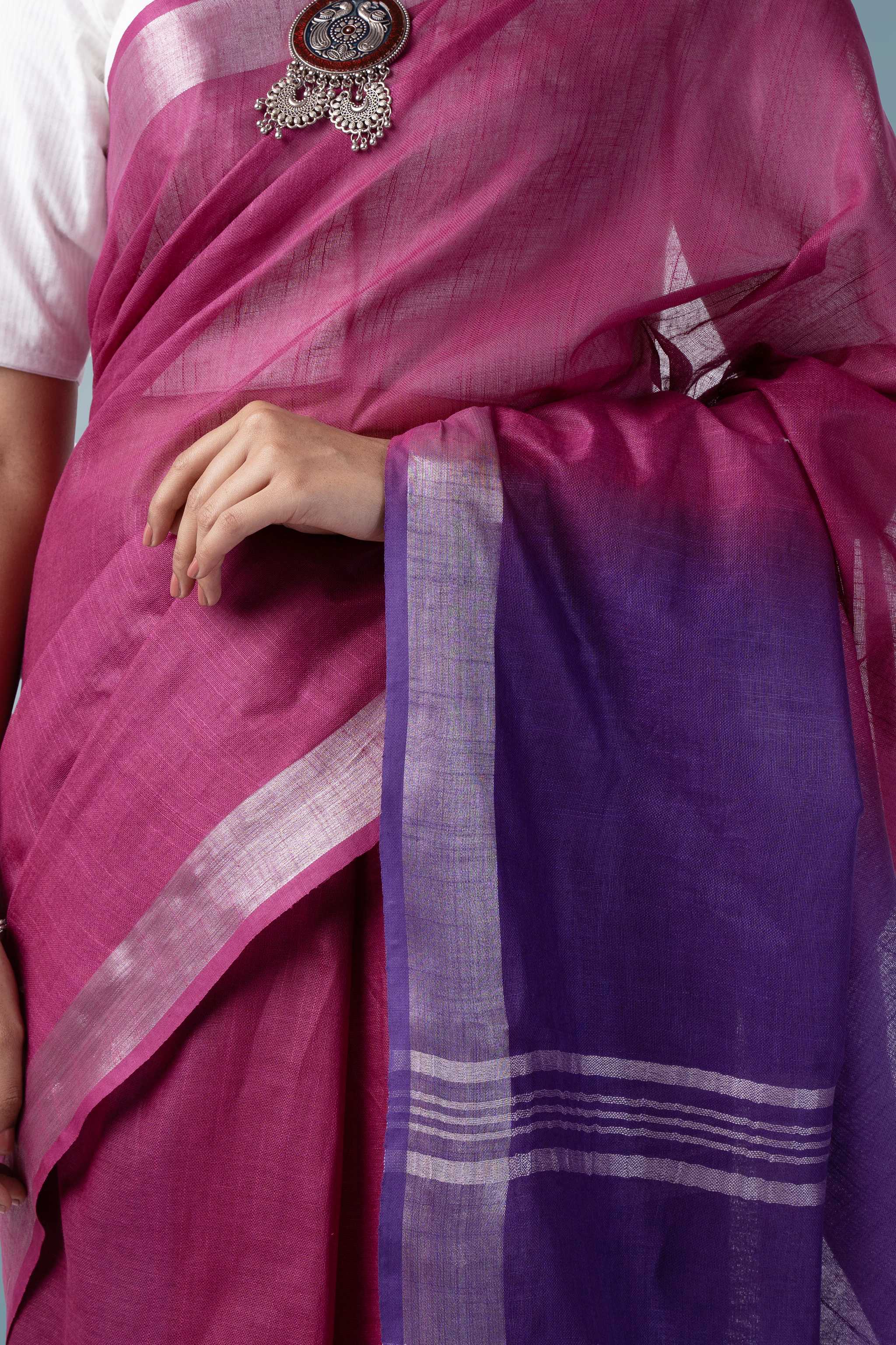 Wine & Purple Naturally Dyed Celuvé Saree