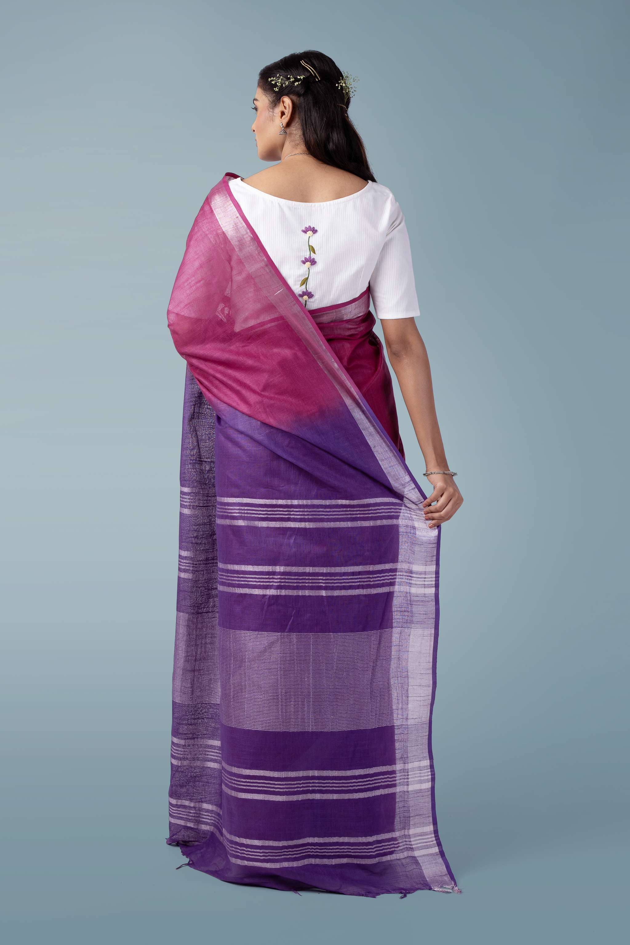 Wine & Purple Naturally Dyed Celuvé Saree