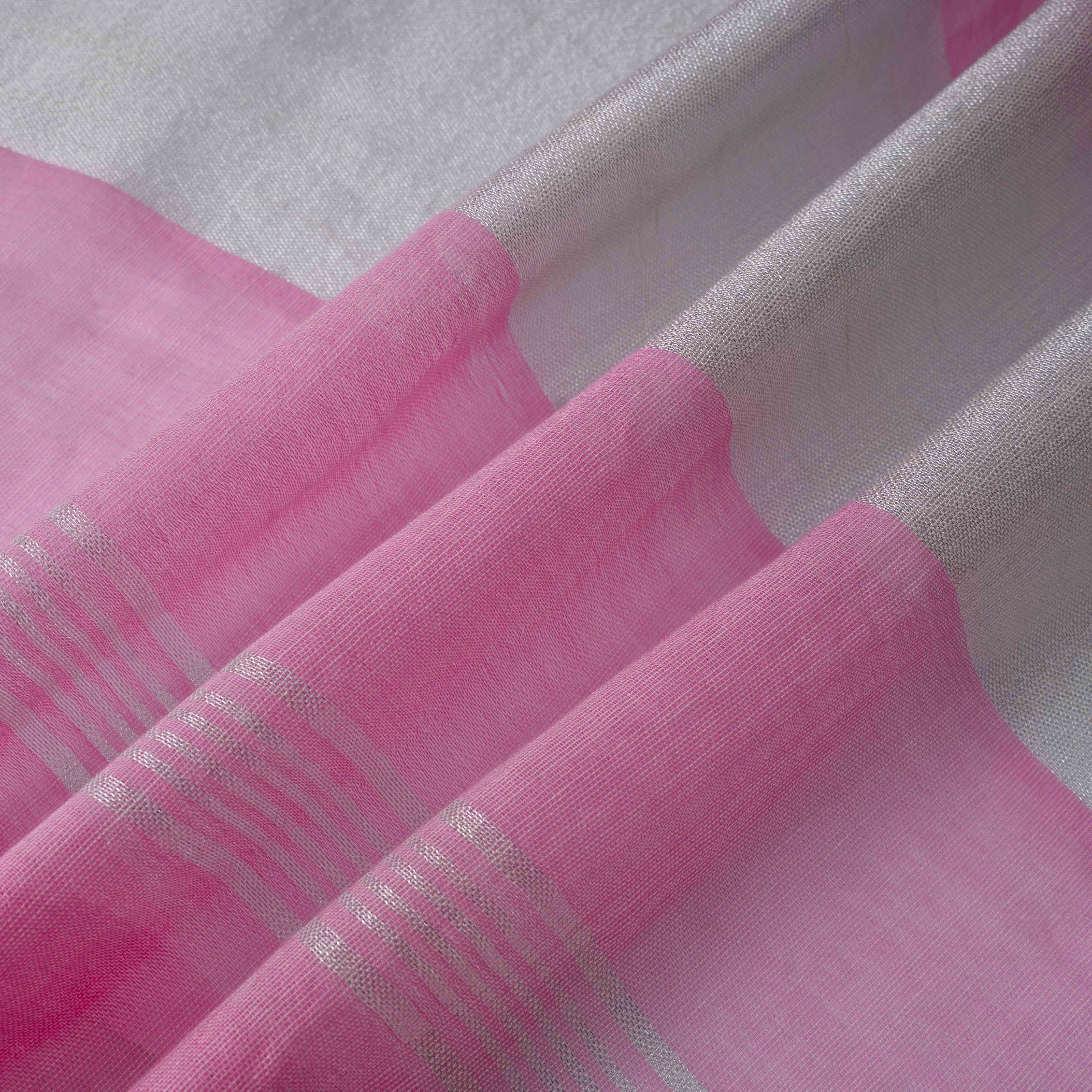 Plush Pastel-Pink 100% Organic Linen Saree