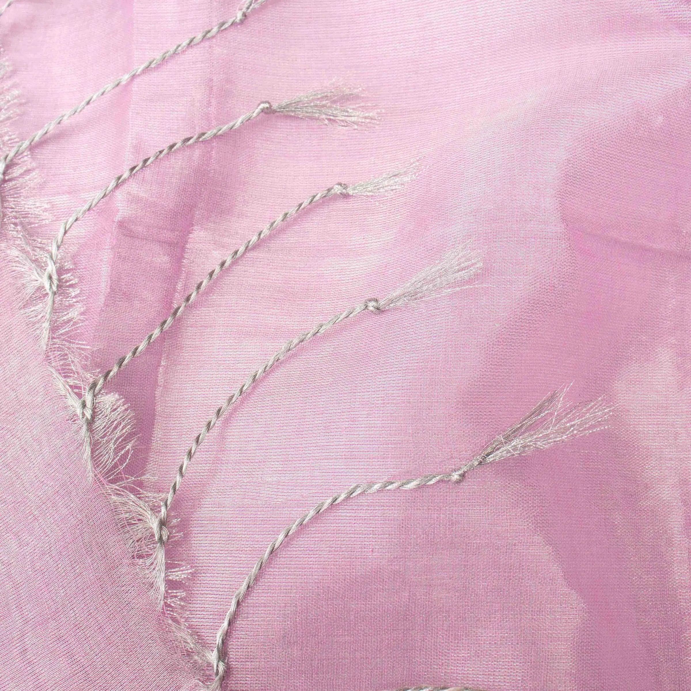 Supple Lavender-Pink Tissue Silk Plain Saree