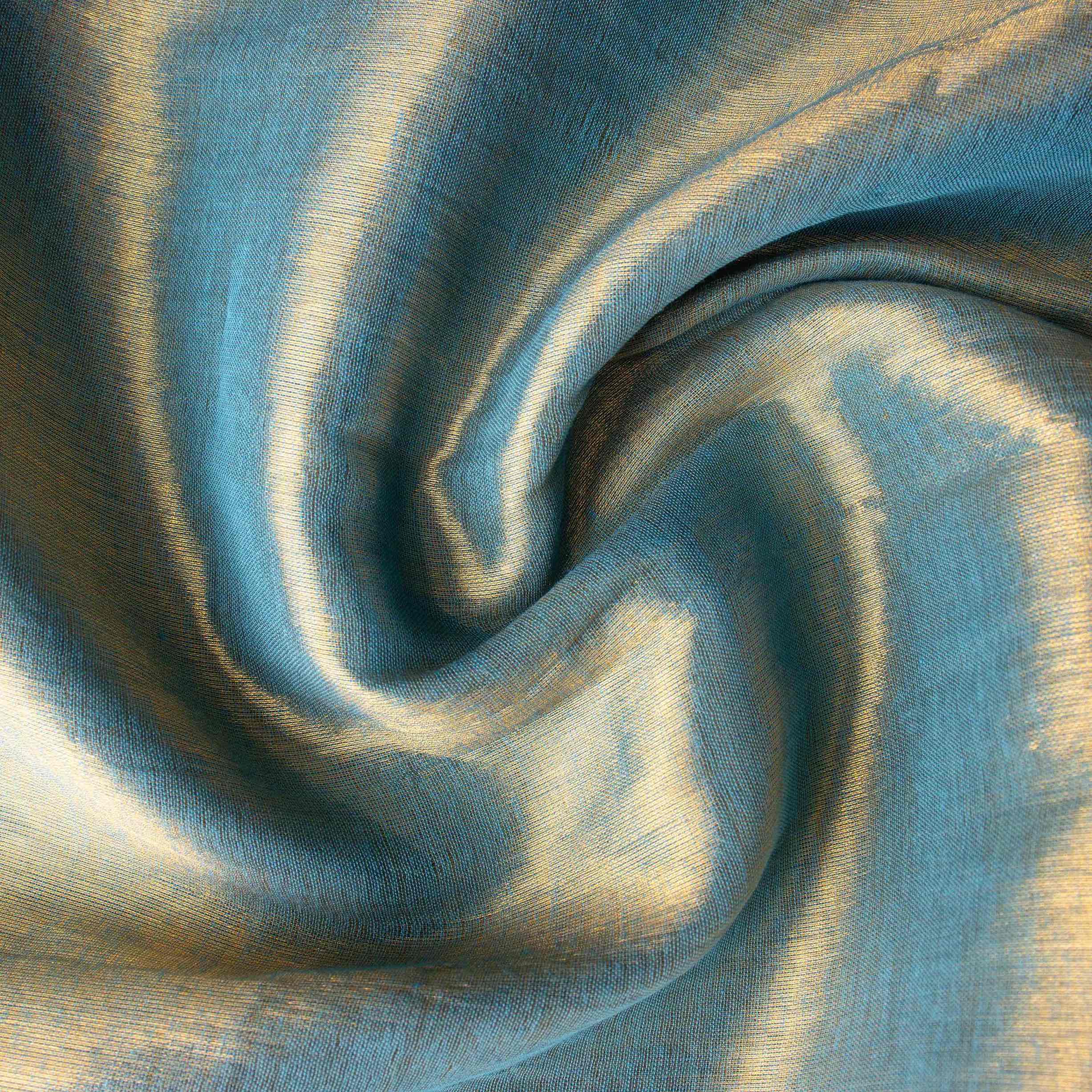 Airy Organic Tissue Silk Saree in Turquoise Green