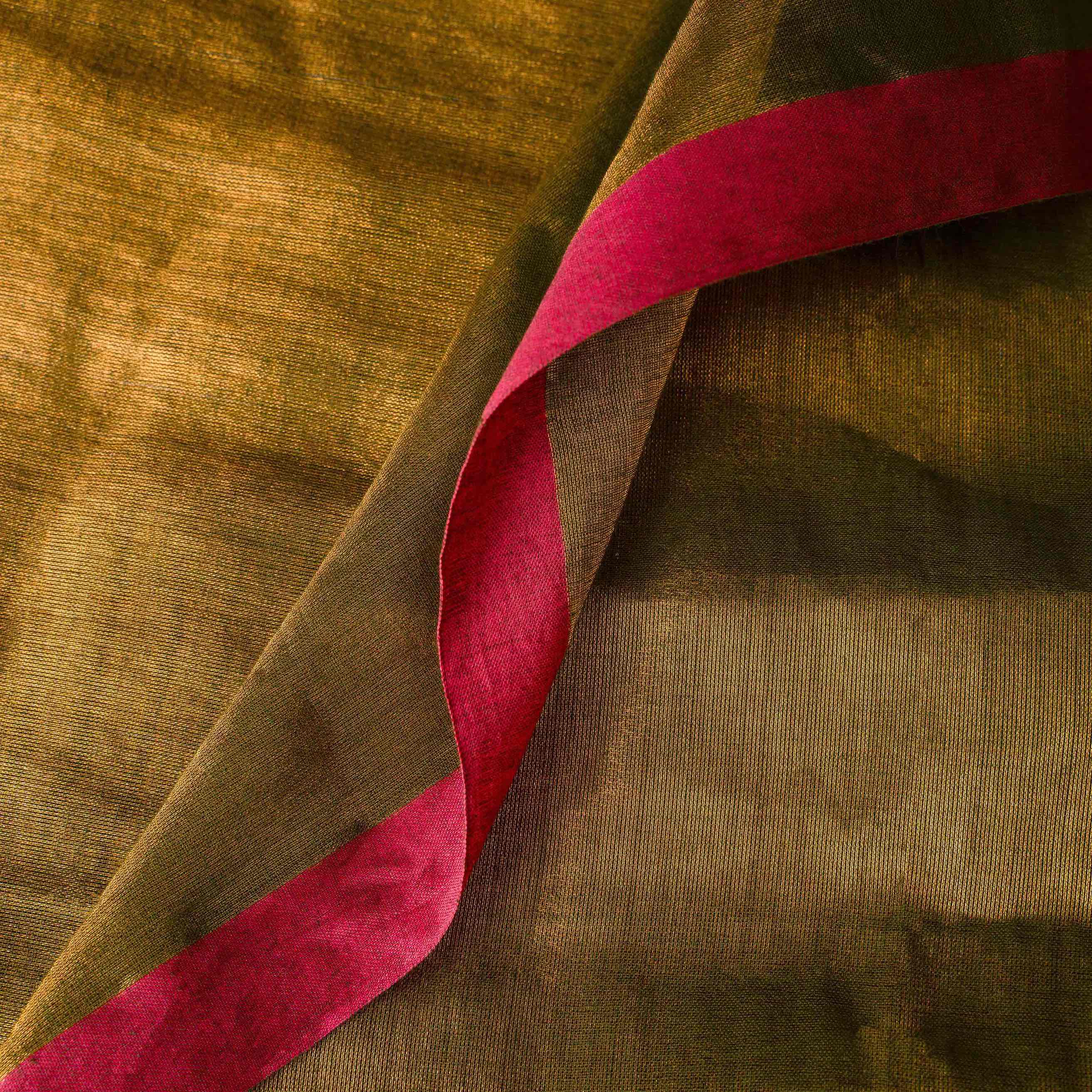 Airy Organic Tissue Silk Saree in Olive Green
