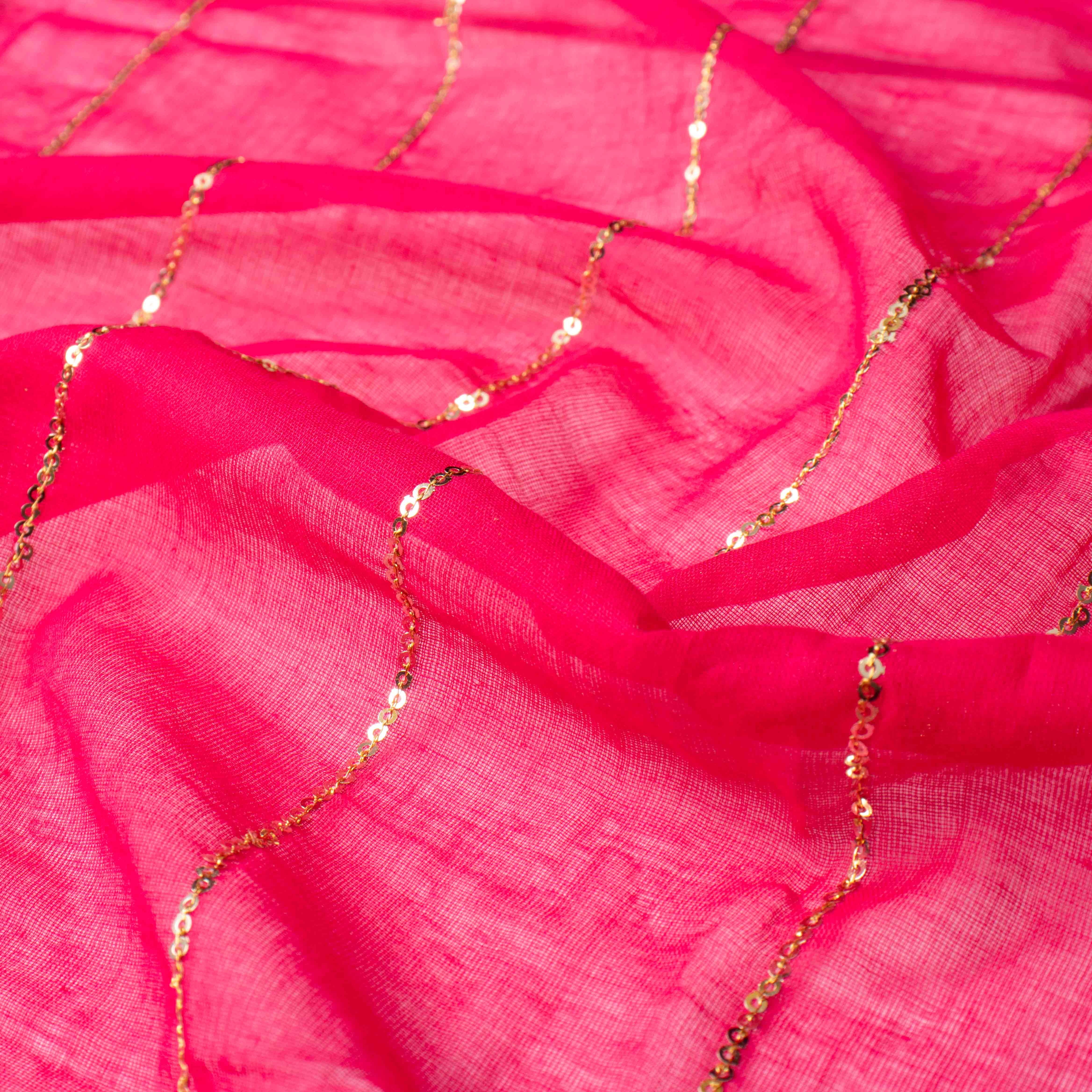 Whisper-light Mul Cotton Saree in Coral Rose with Zari Stripes
