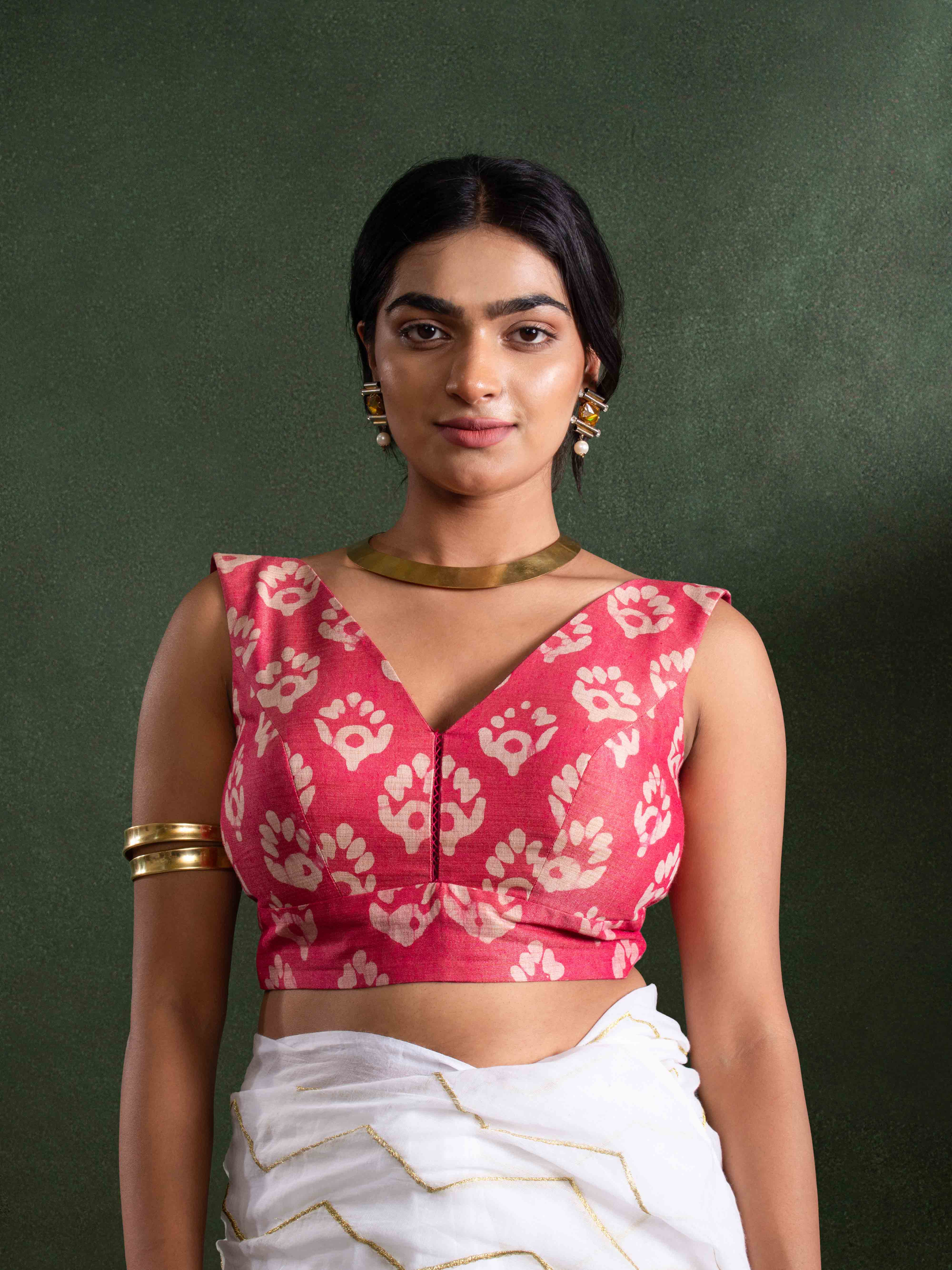 Gulvastra Rose Hand Block Printed Blouse