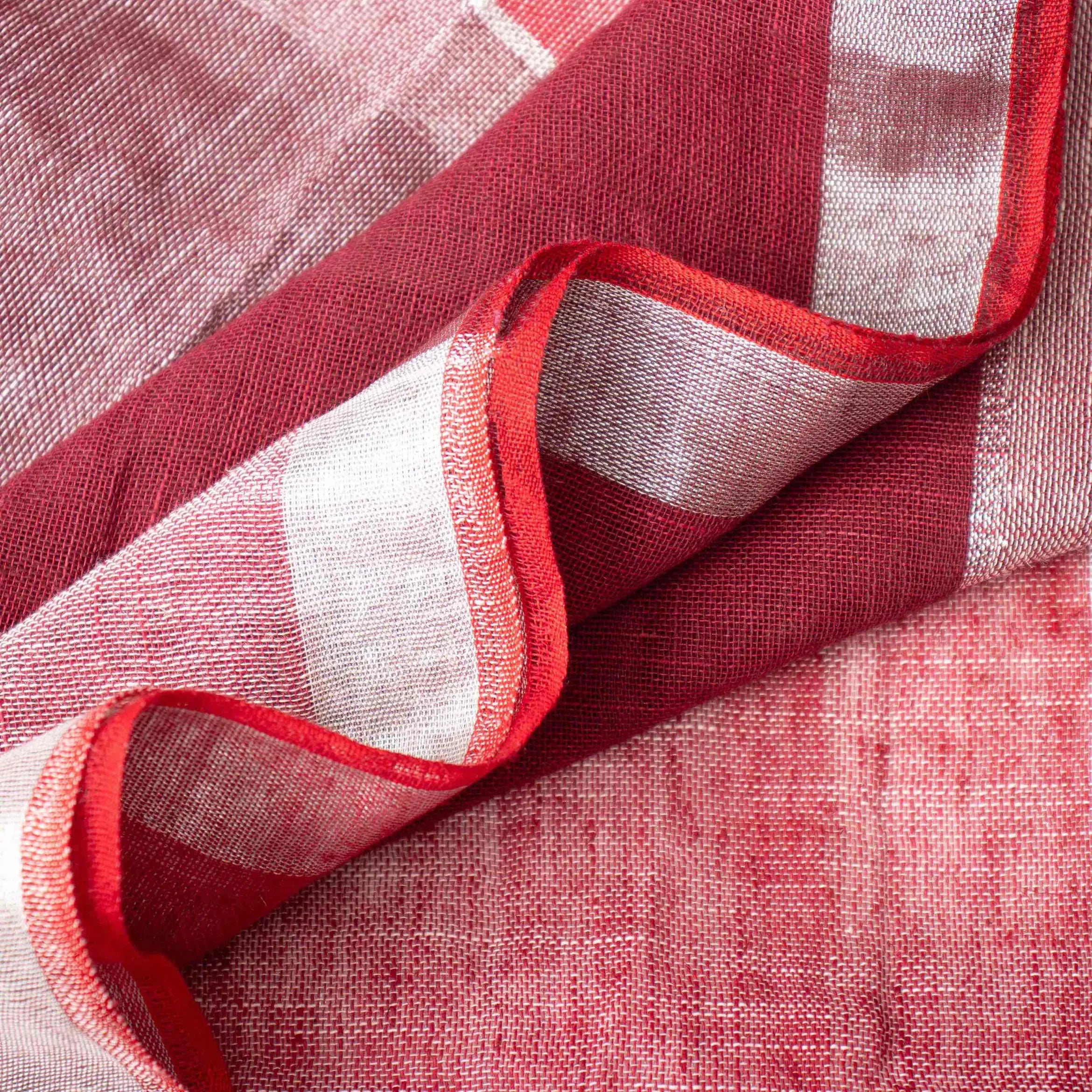 Cloud-like Pure Linen Saree in Maroon, Beige & Ivory